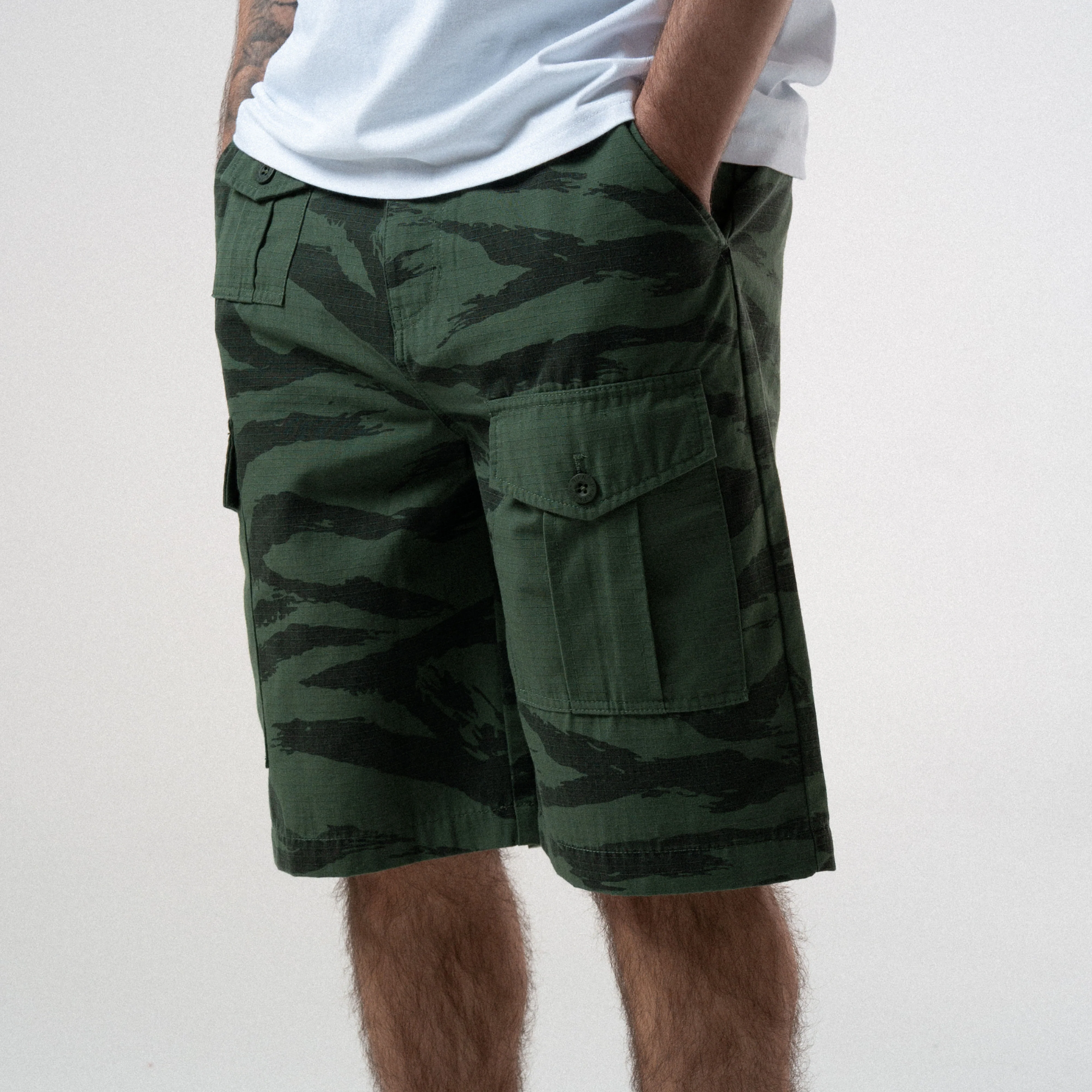 A Team Camo Cargo Shorts (Military Green) - Image 4