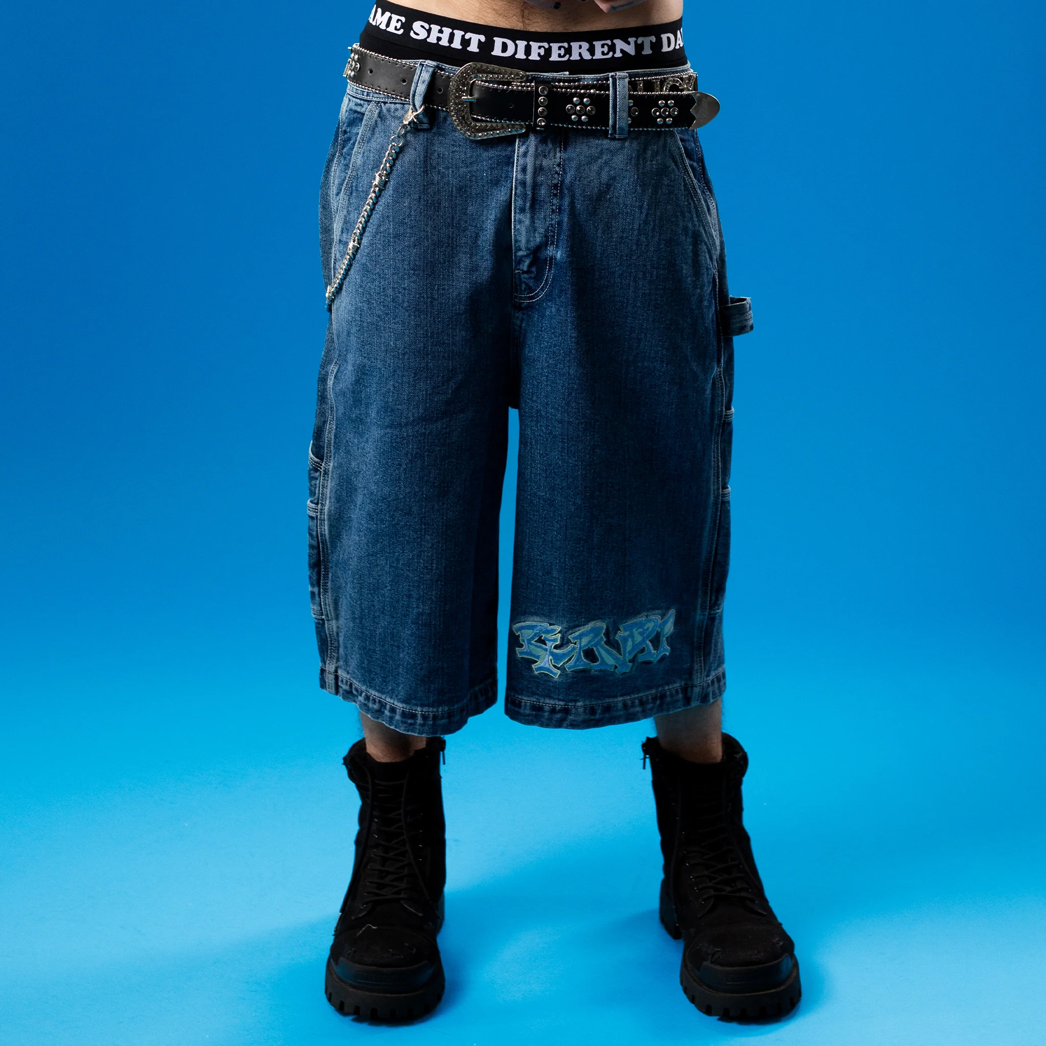 Ace Ultra Wide Leg Shorts (Medium Wash) - Image 4