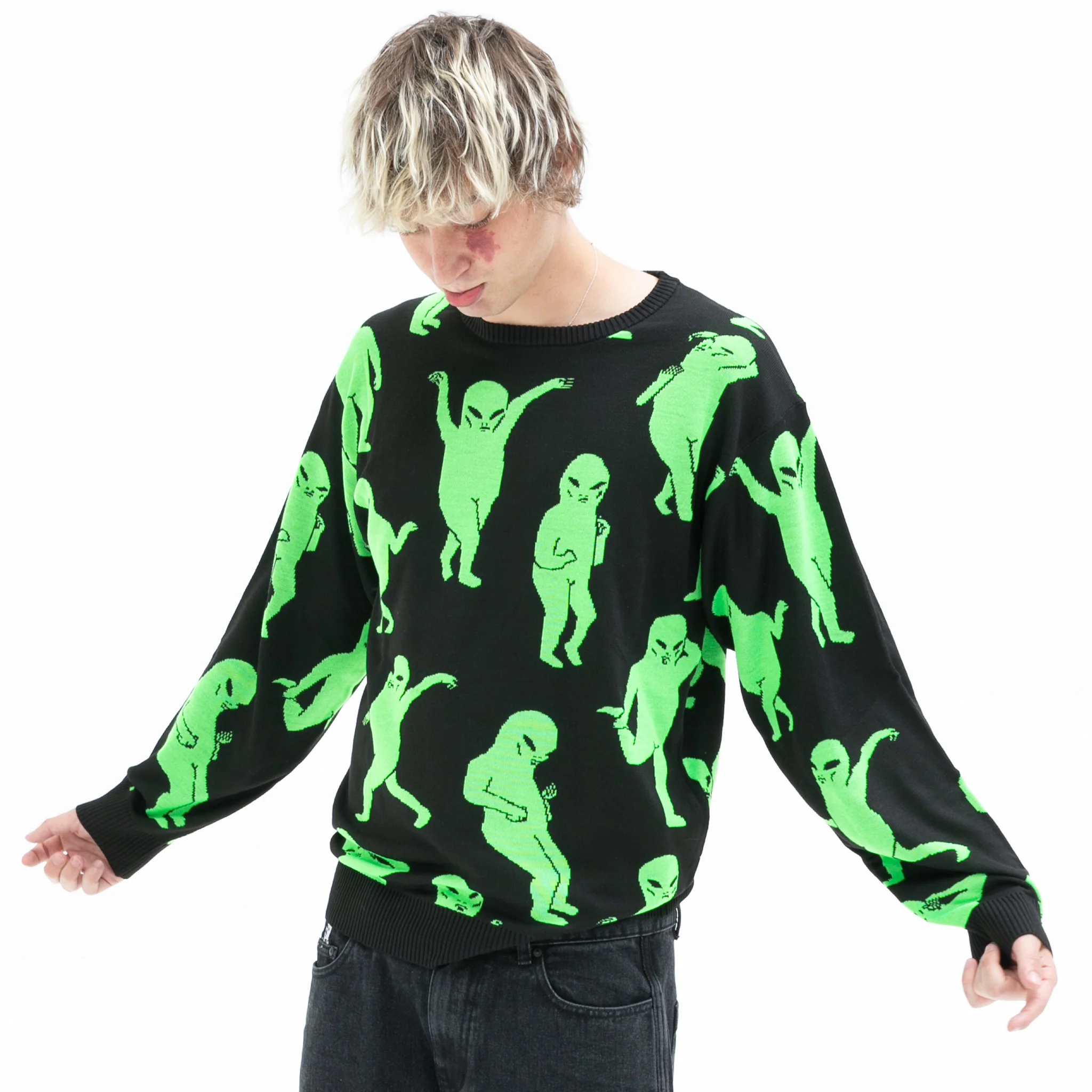 Alien Dance Party Knit Sweater (Black) - Image 2