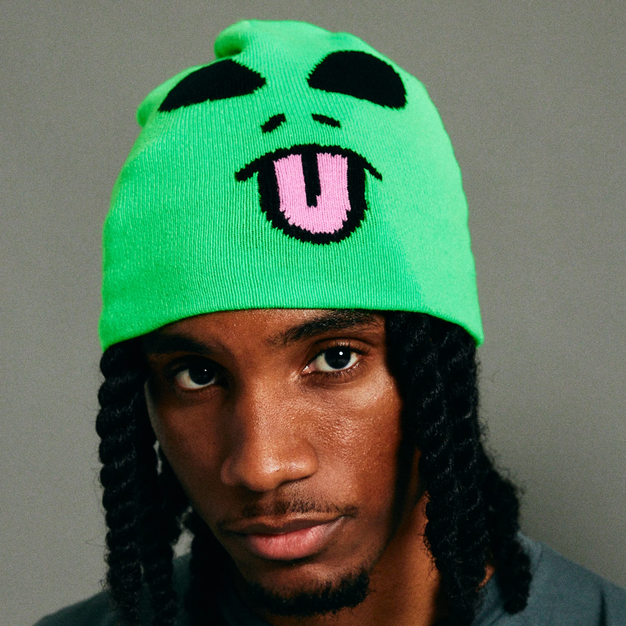 Alien Face Beanie (Green) - Image 2