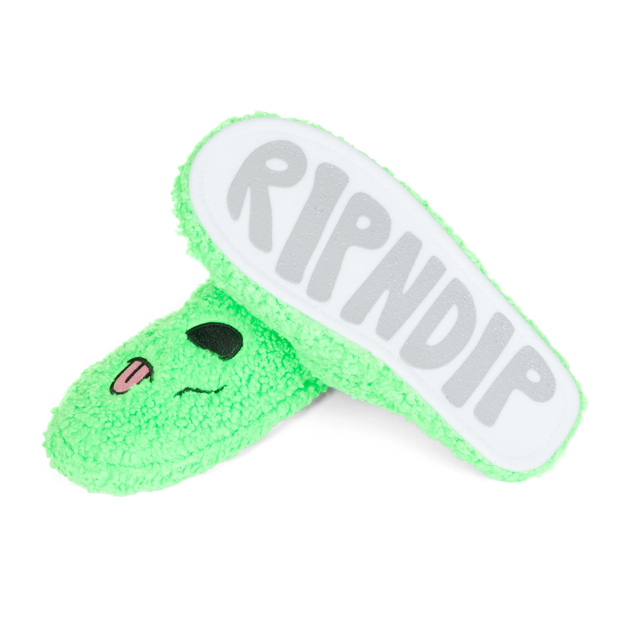 Alien Face Fuzzy House Slippers (Green) - Image 4