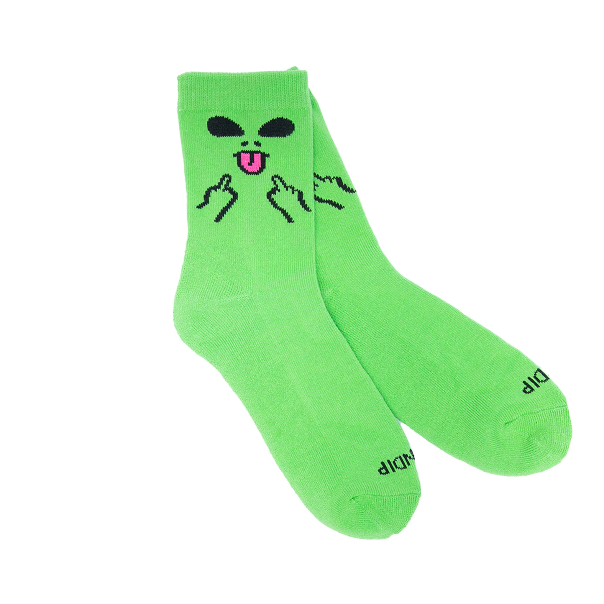 Alien Face Mid Socks (Green) - Image 2