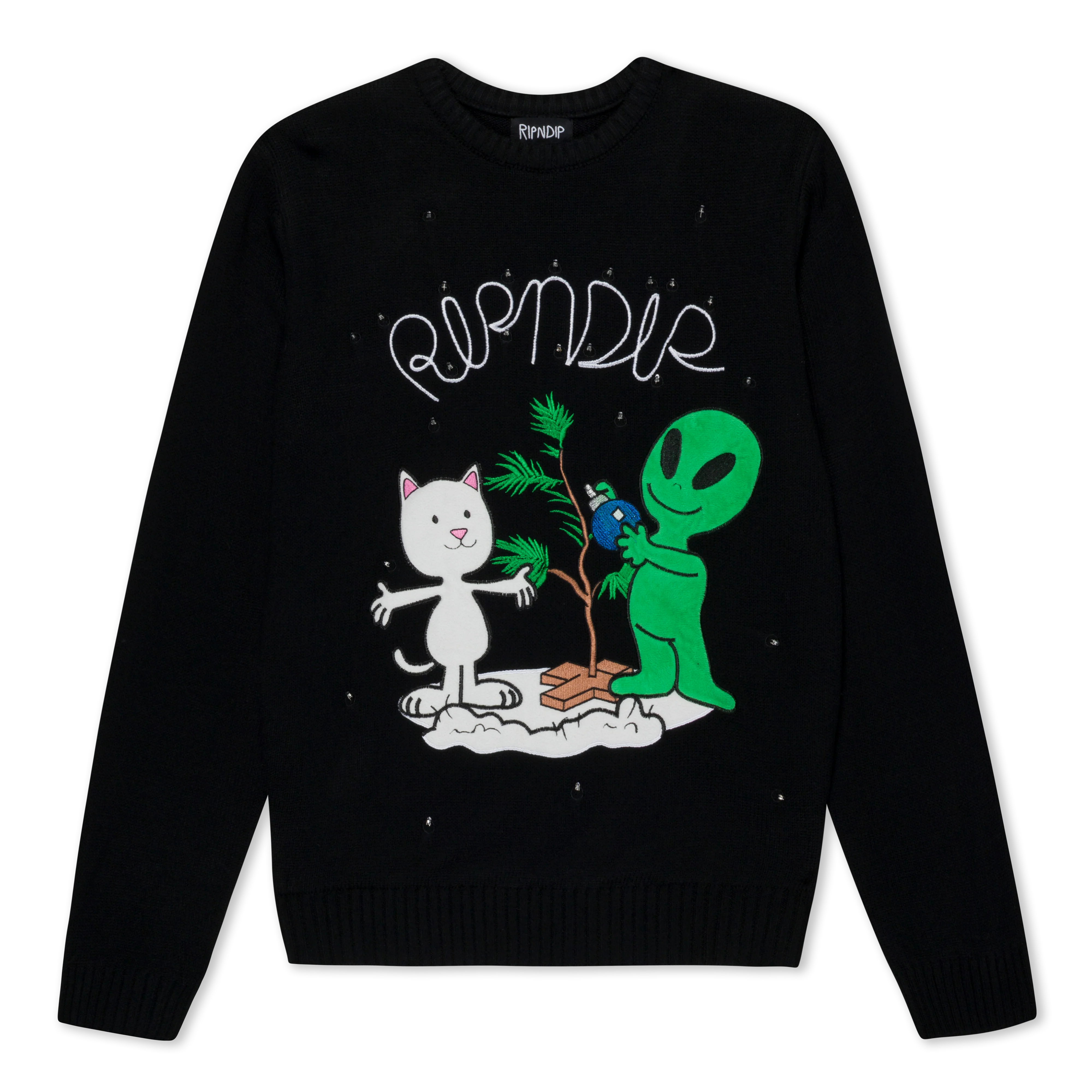 Alien / Nerm Christmas Light Up Knit Sweater (Black) - Image 3