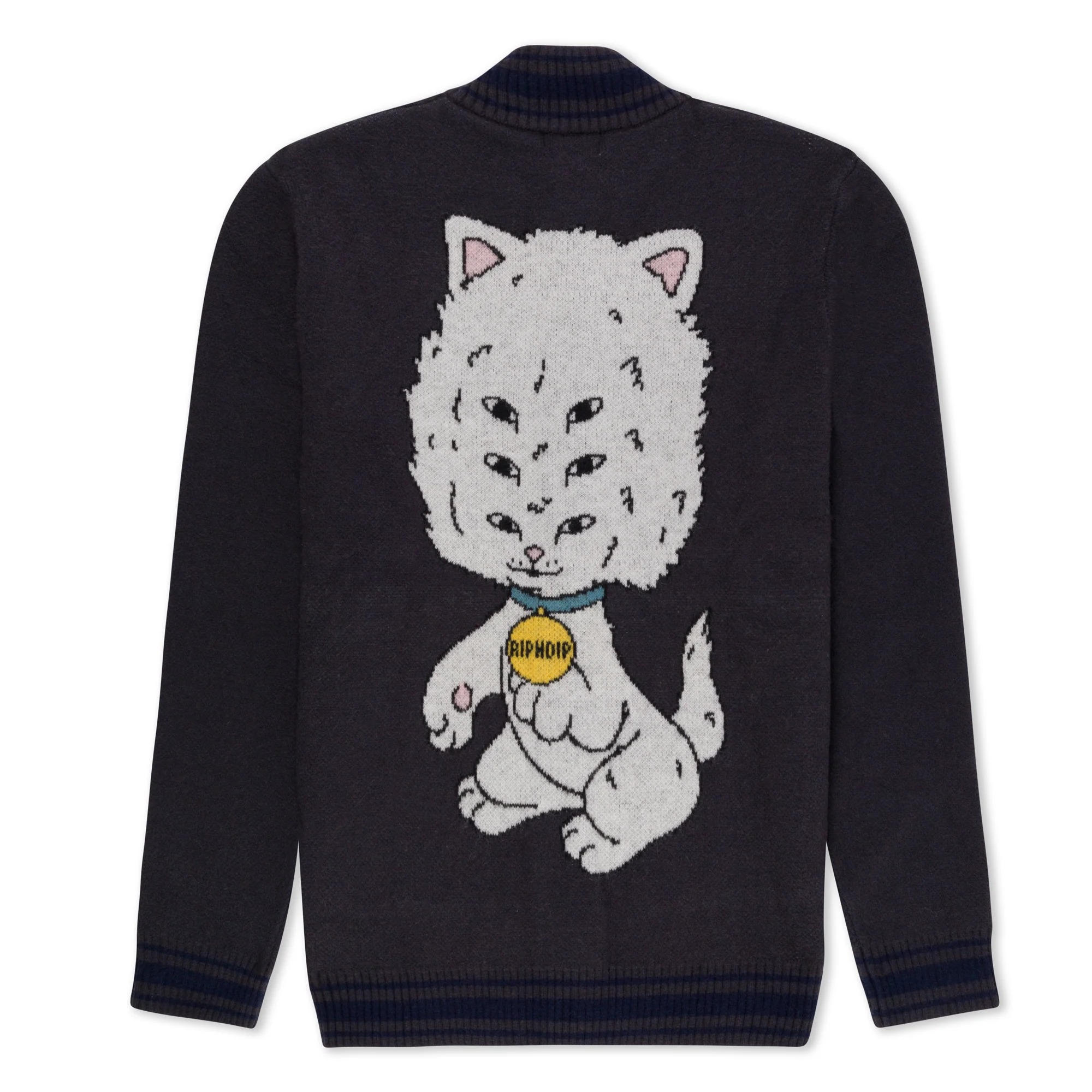 Big Head Knit Cardigan (Charcoal) - Image 3