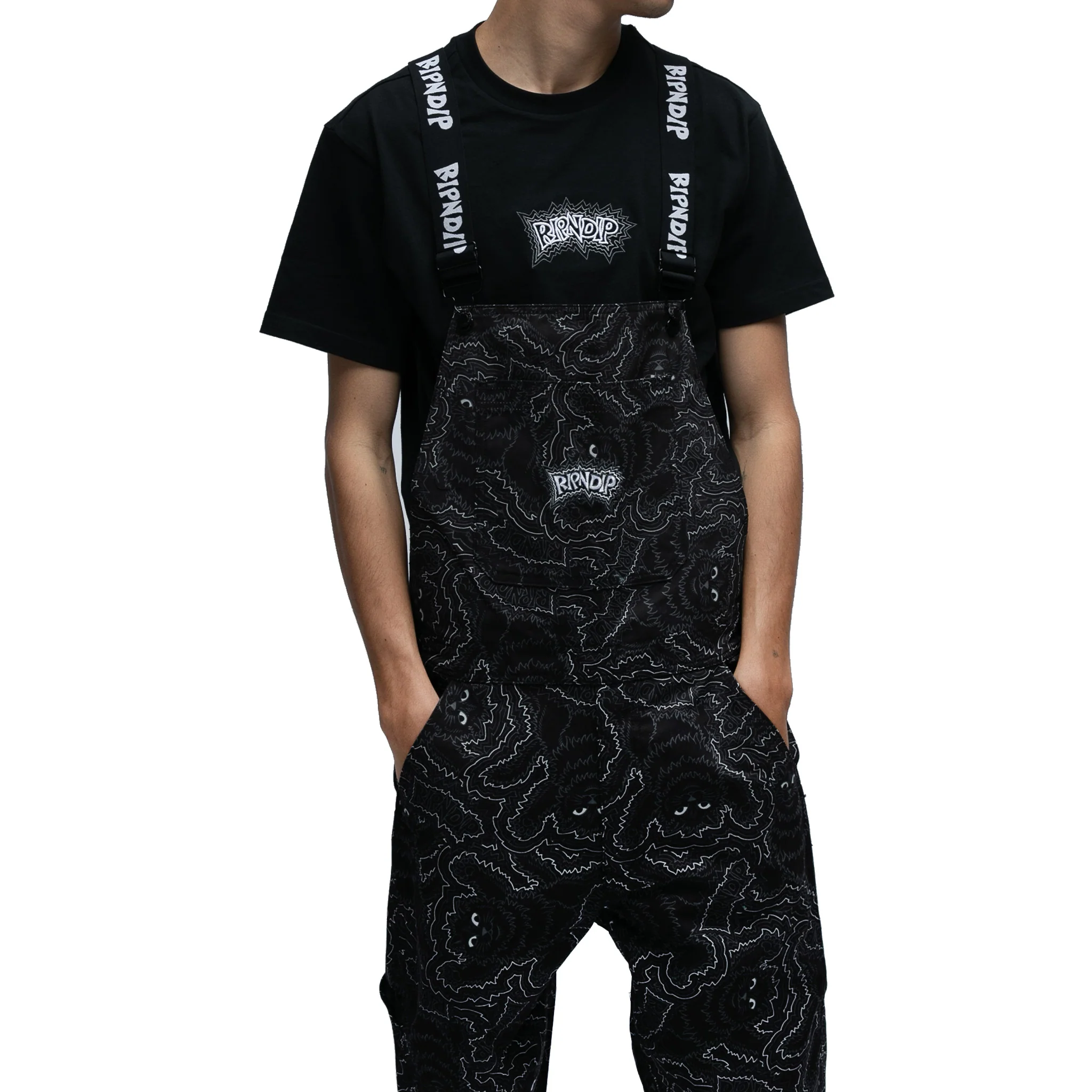Big Pussy Energy Cotton Twill Overalls (Black) - Image 2