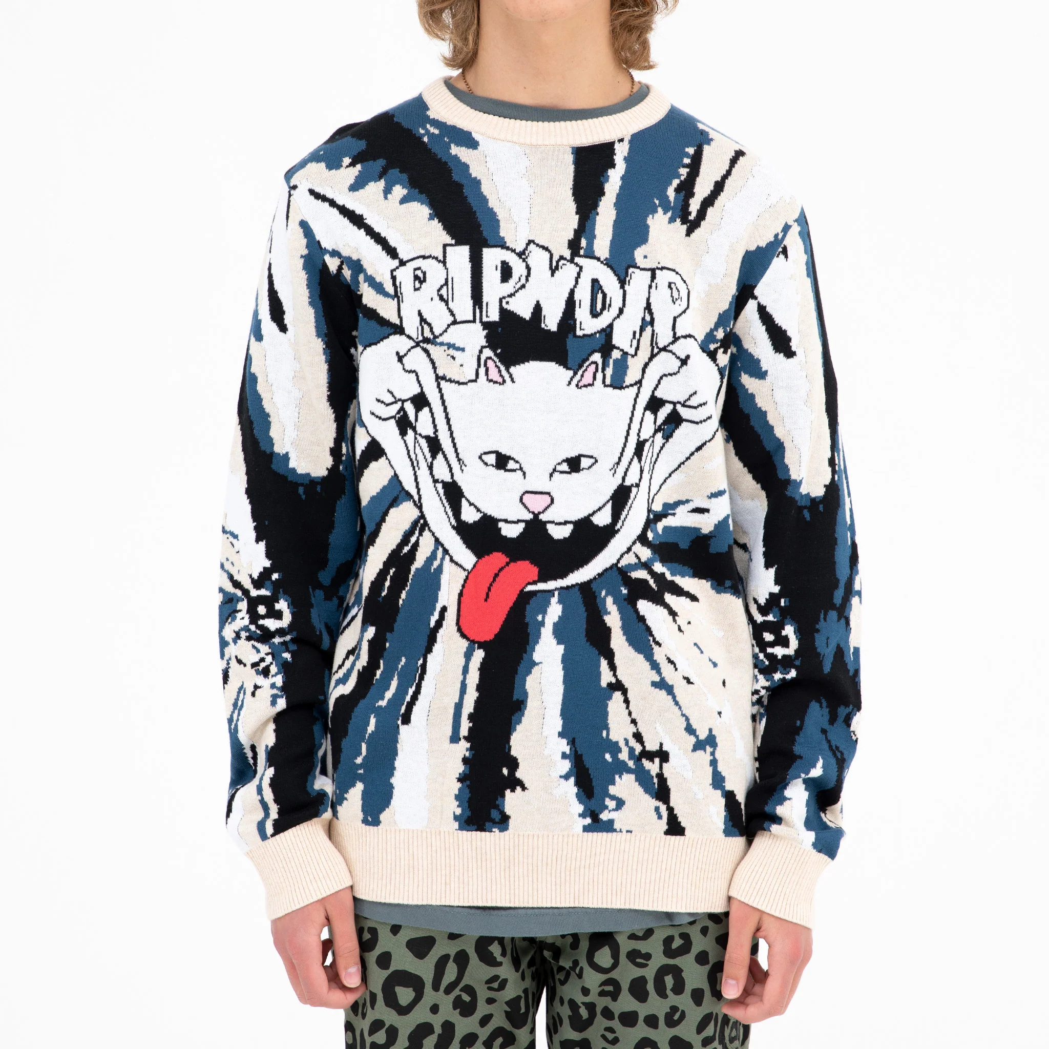 Big Smile Knit Sweater (Cream/Navy) - Image 2