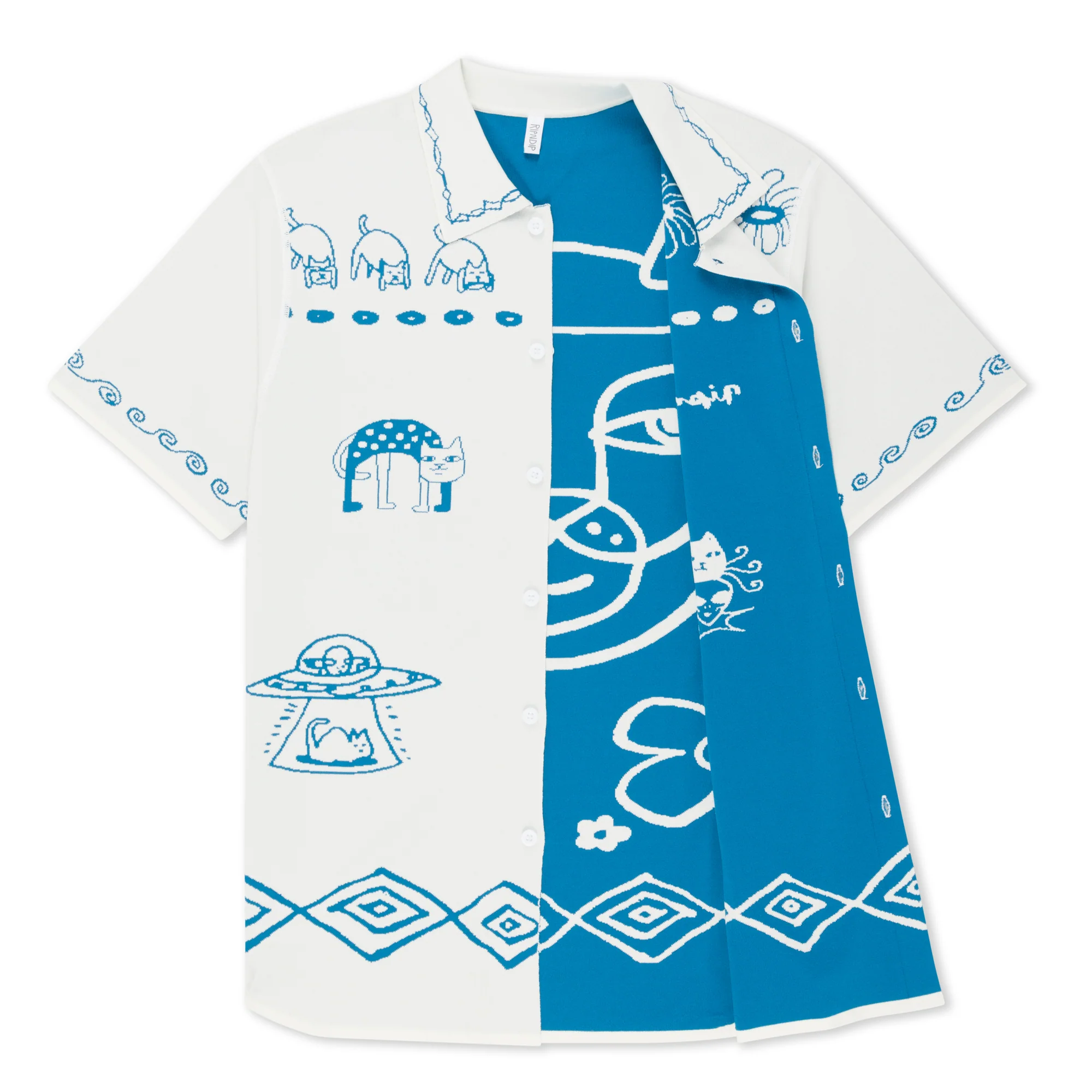 Blonded Knitted Reversible Button Up (Off White) - Image 6