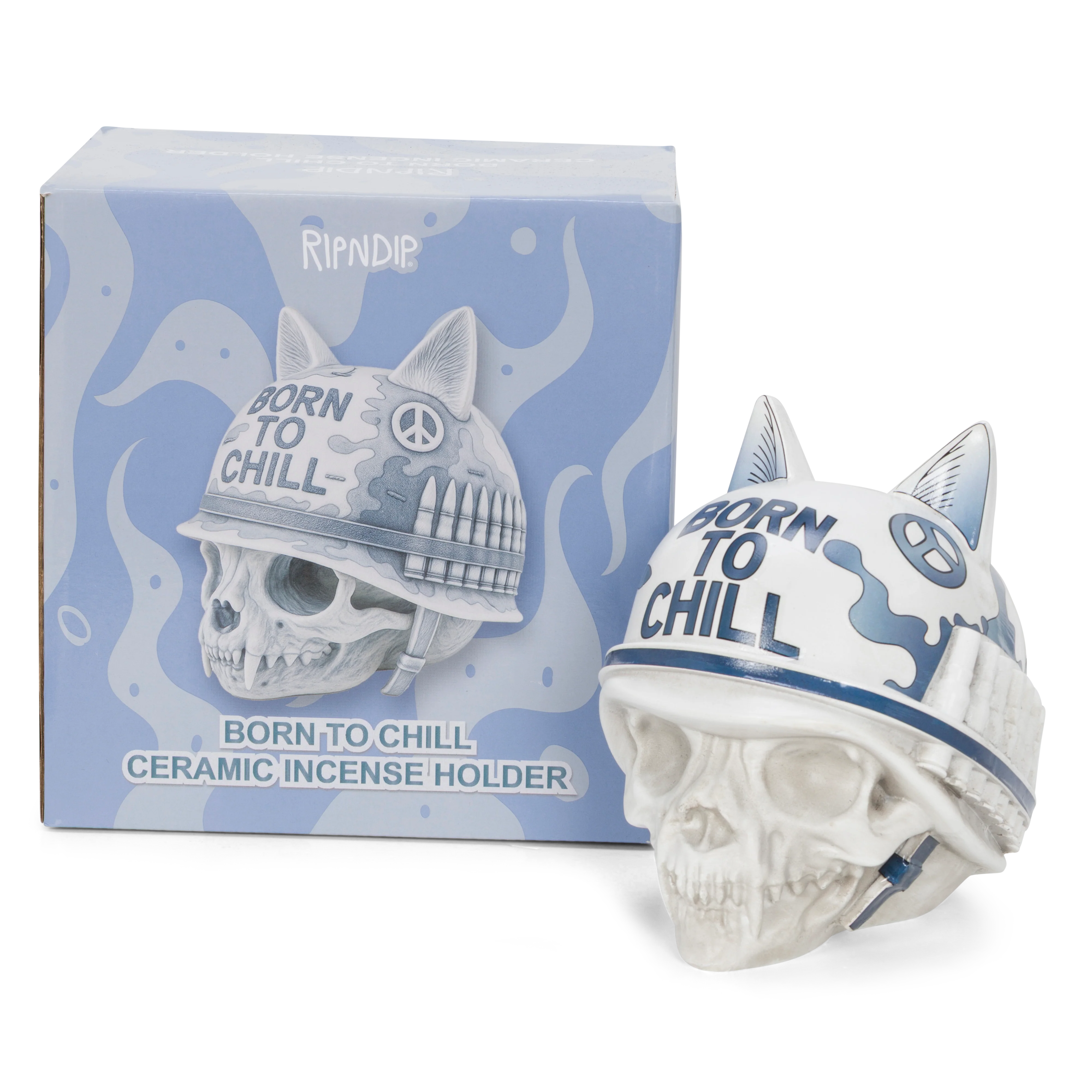 Born To Chill Ceramic Incense Holder (Indigo)