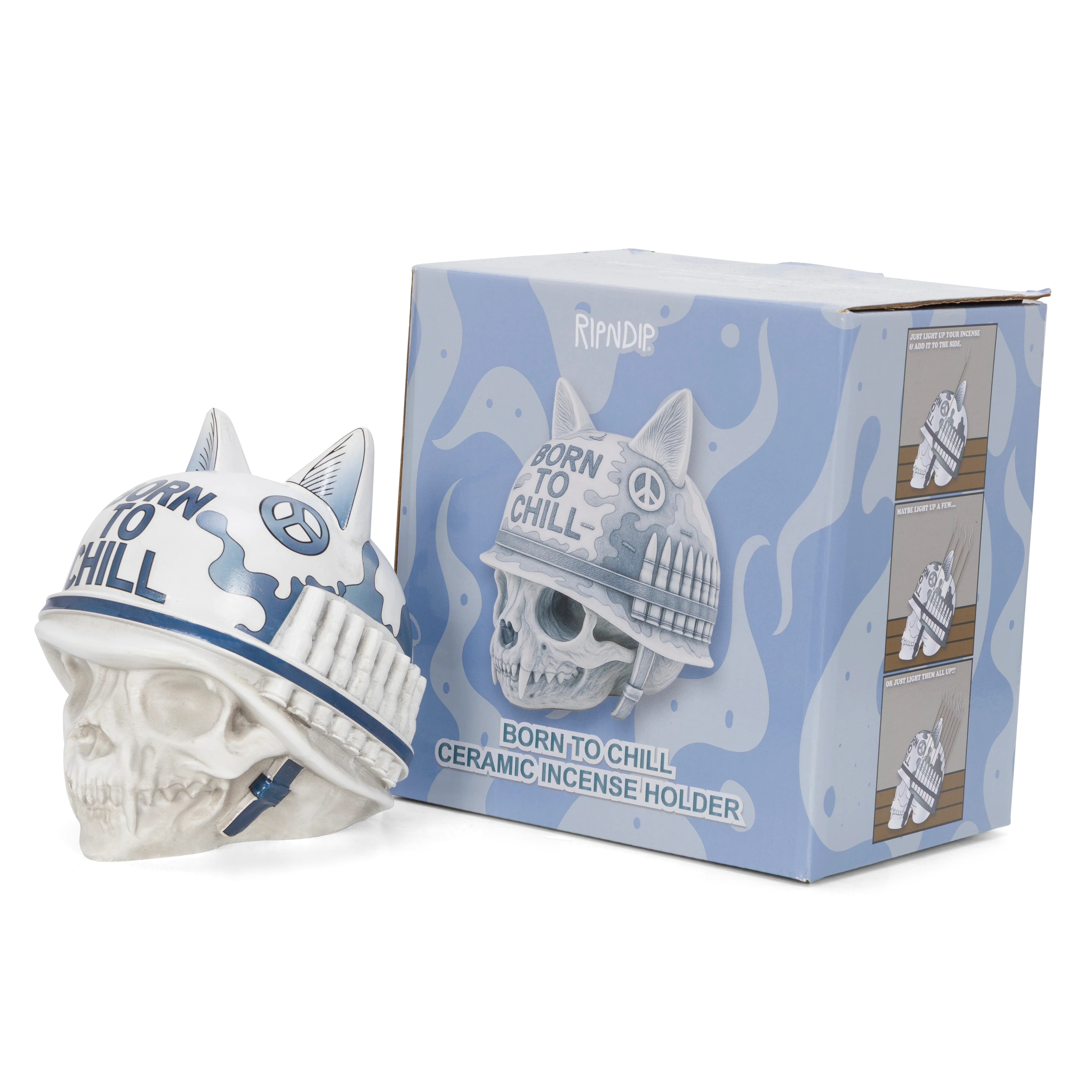 Born To Chill Ceramic Incense Holder (Indigo) - Image 4