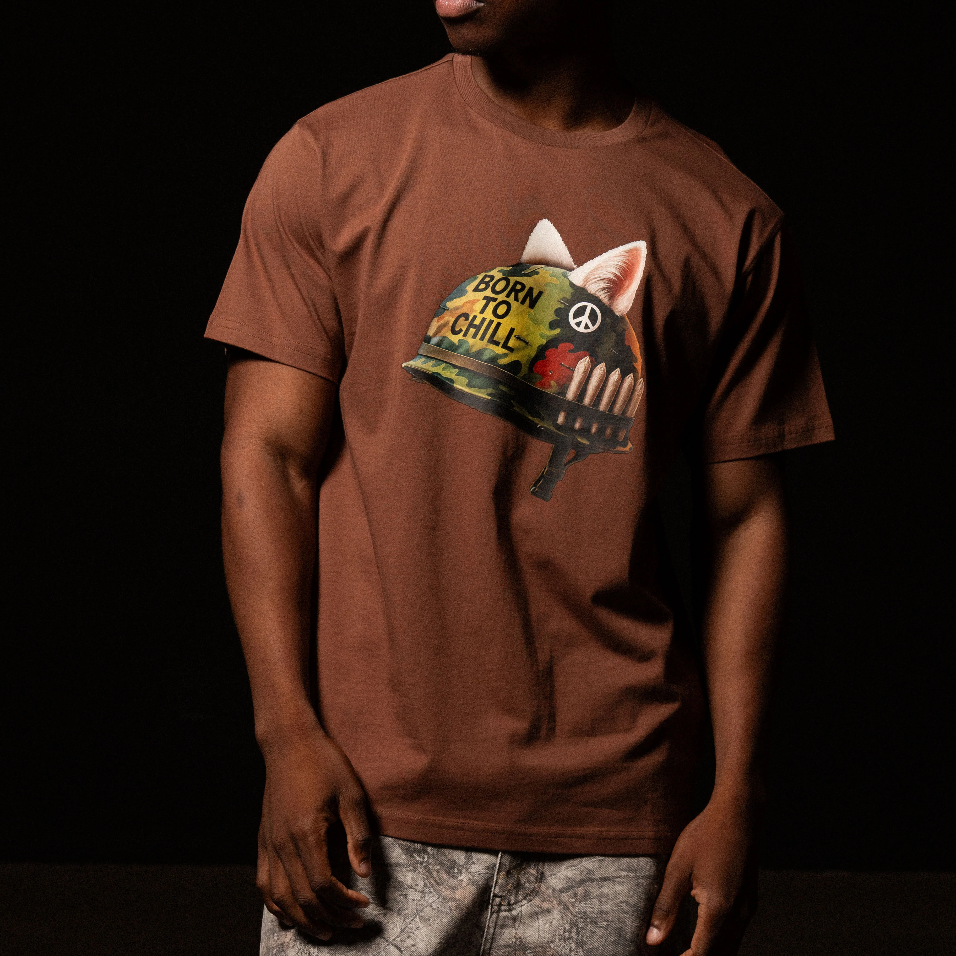 Born To Chill Tee (Brown) - Image 2