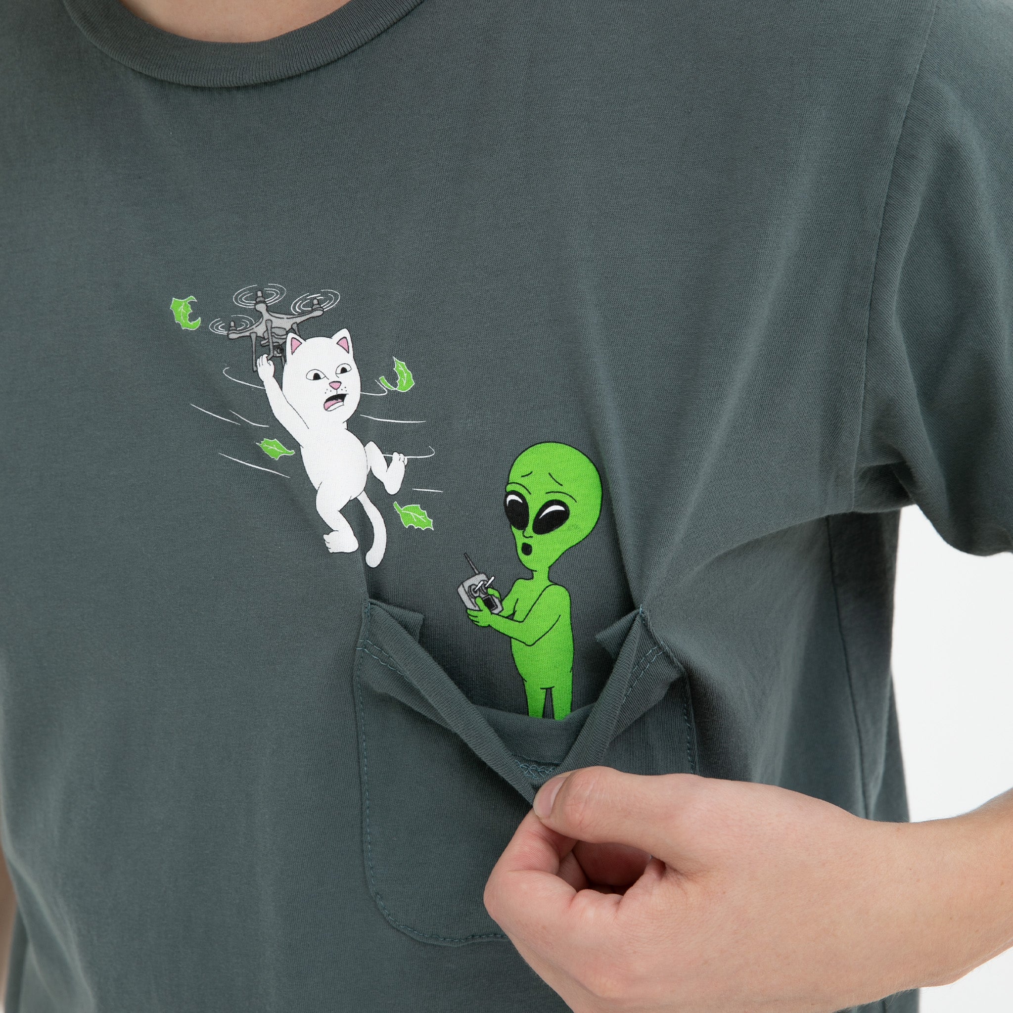 Bye Bye Pocket Tee (Charcoal) - Image 2
