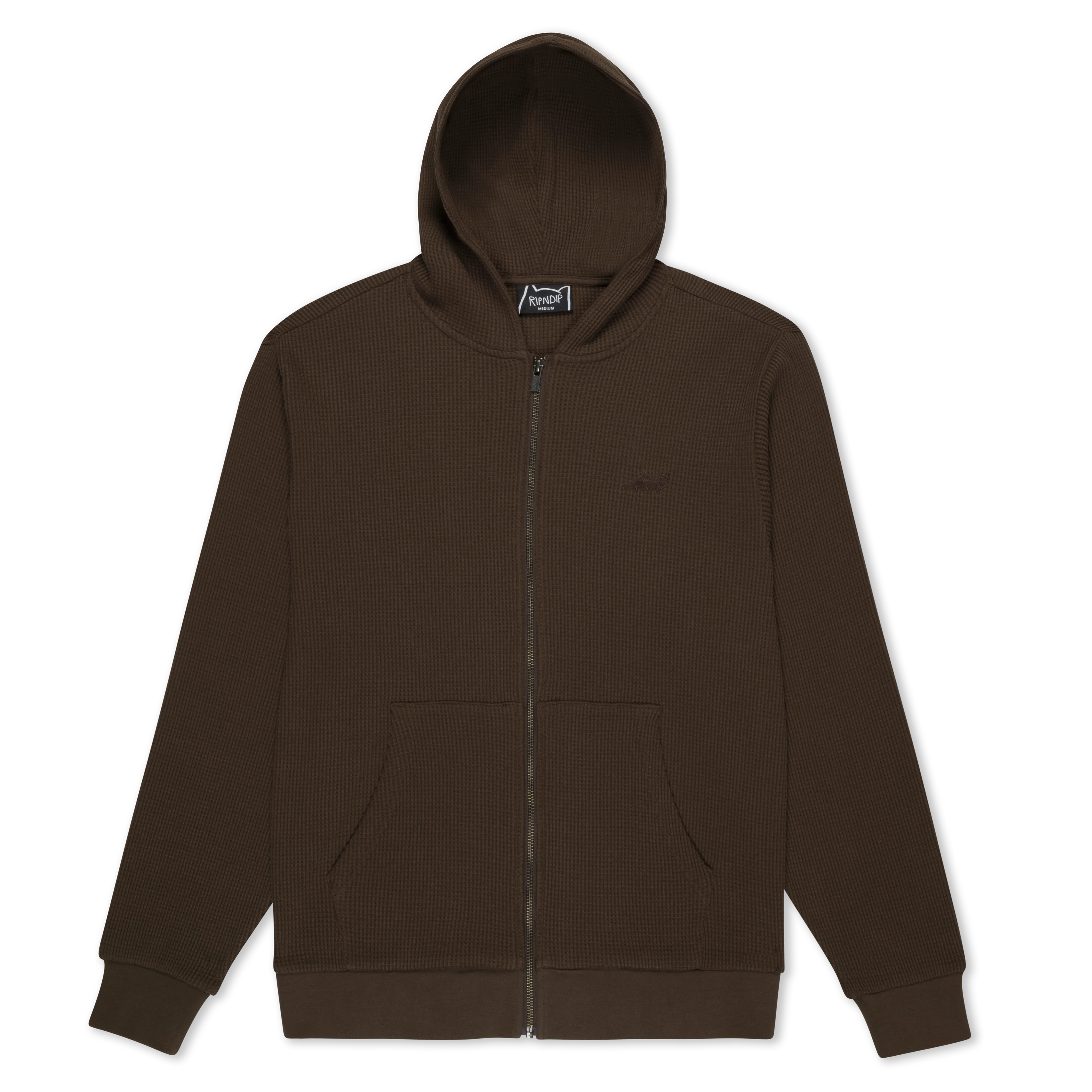 Castanza Waffle Knit Zip Up Hoodie (Brown)