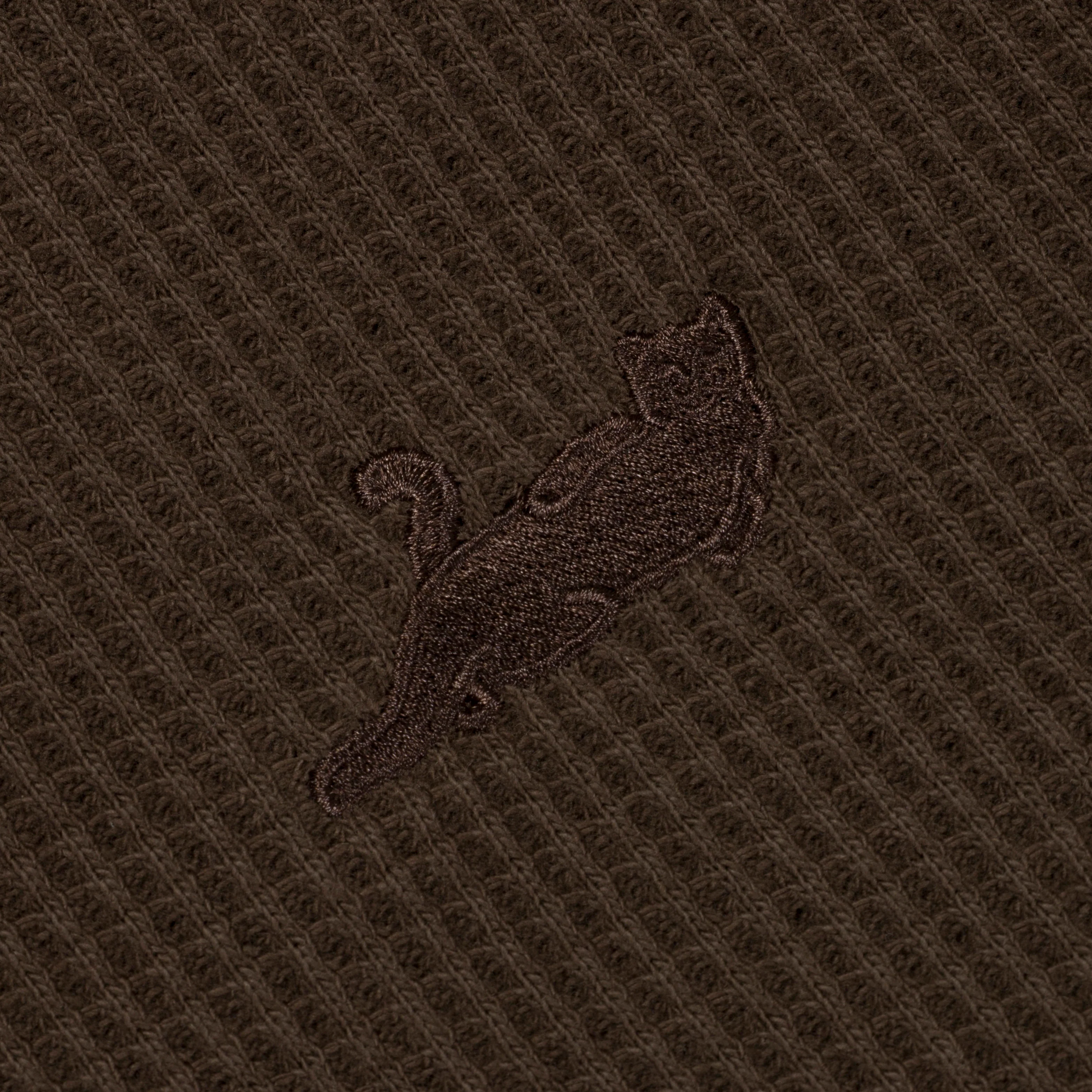 Castanza Waffle Knit Zip Up Hoodie (Brown) - Image 3