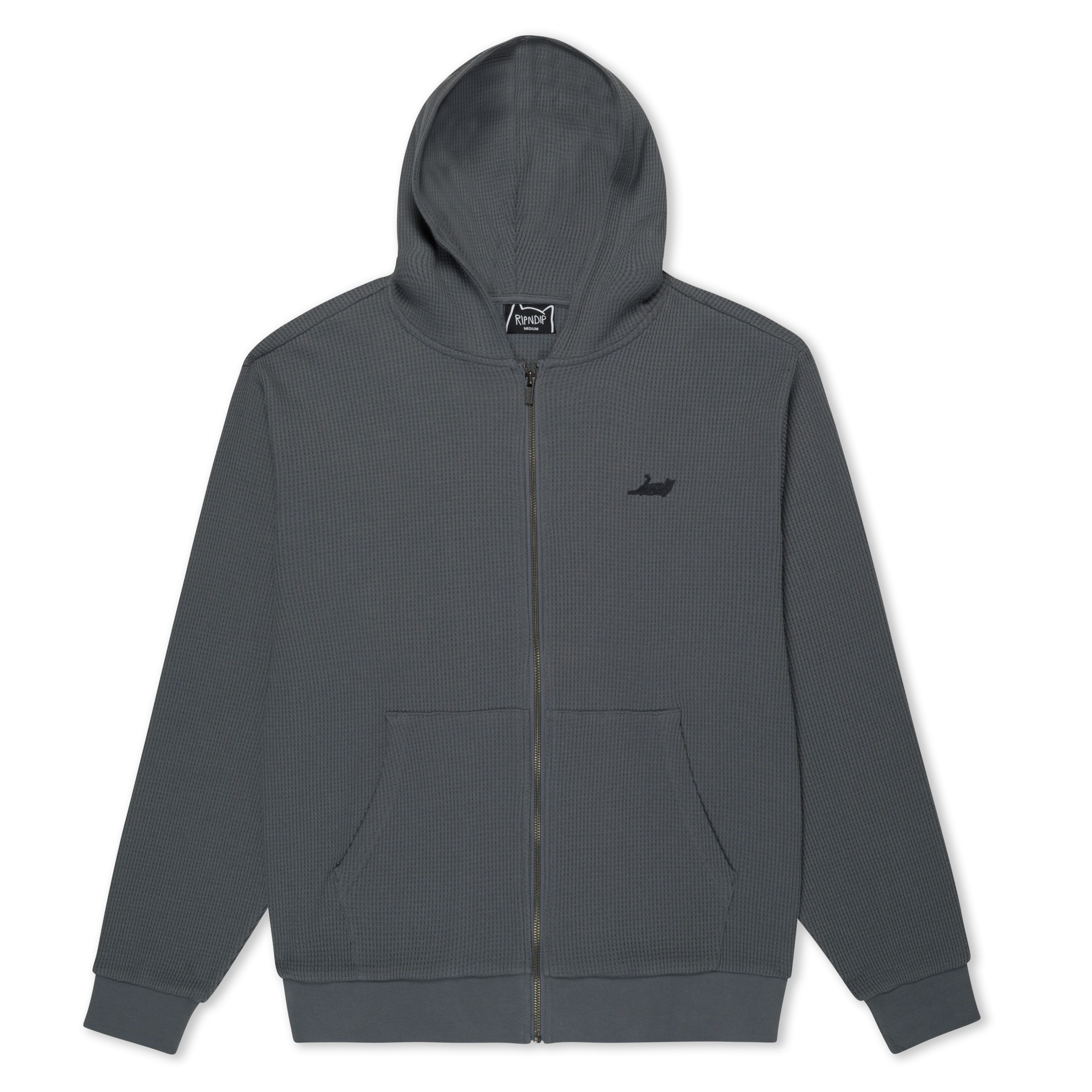 Castanza Waffle Knit Zip Up Hoodie (Charcoal)
