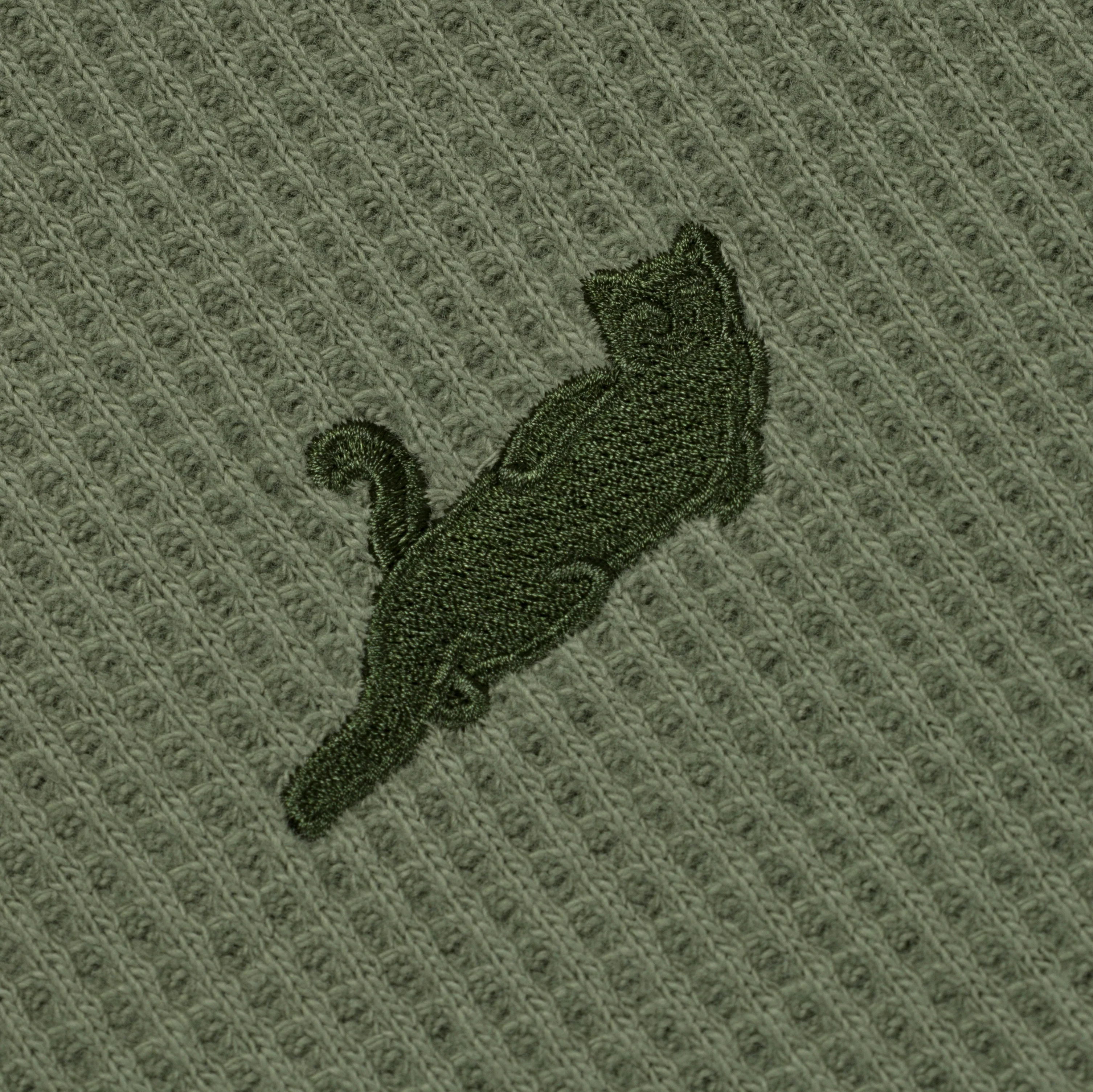 Castanza Waffle Knit Zip Up Hoodie (Olive) - Image 3