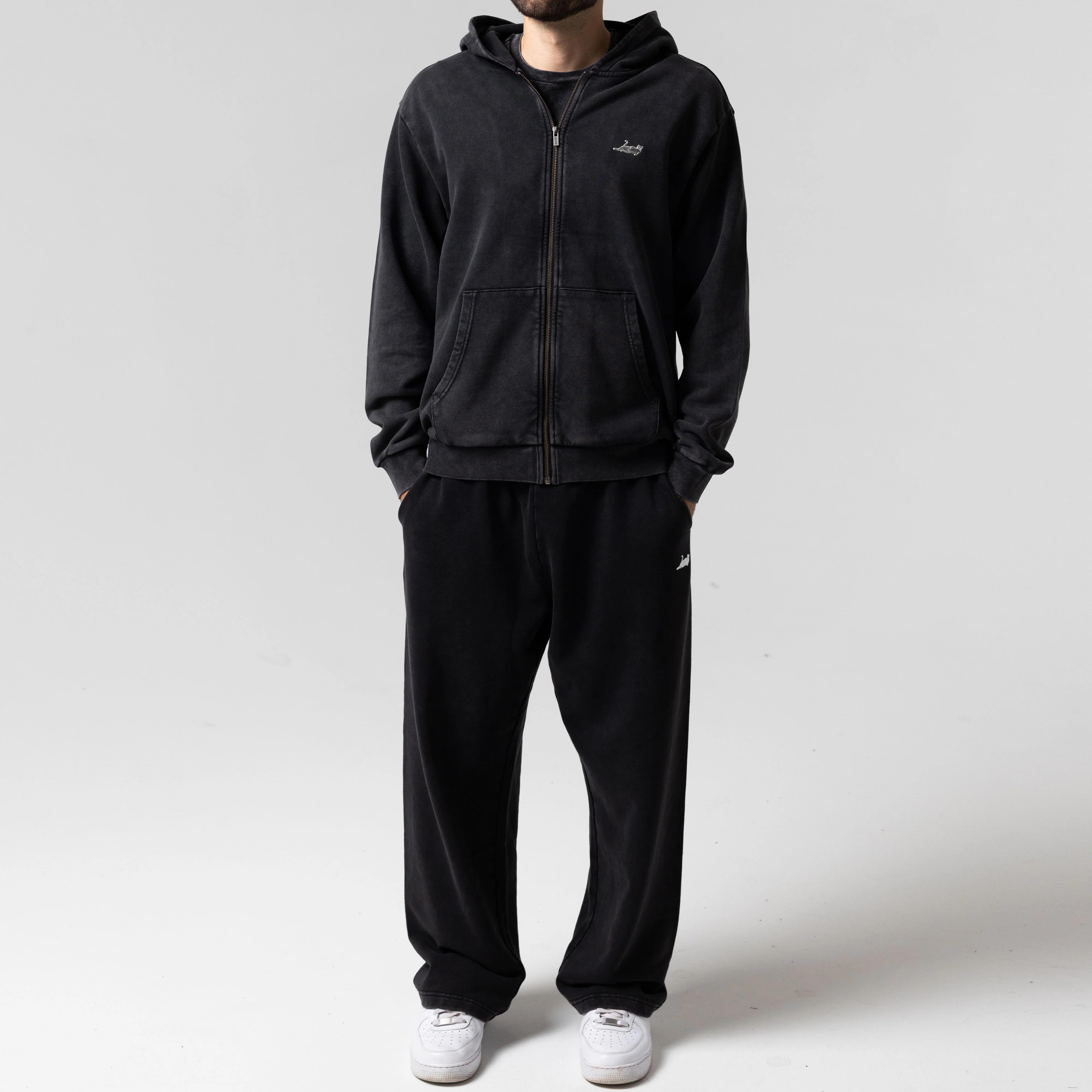 Castanza Zip Up Hoodie (Black Vintage Wash) - Image 4