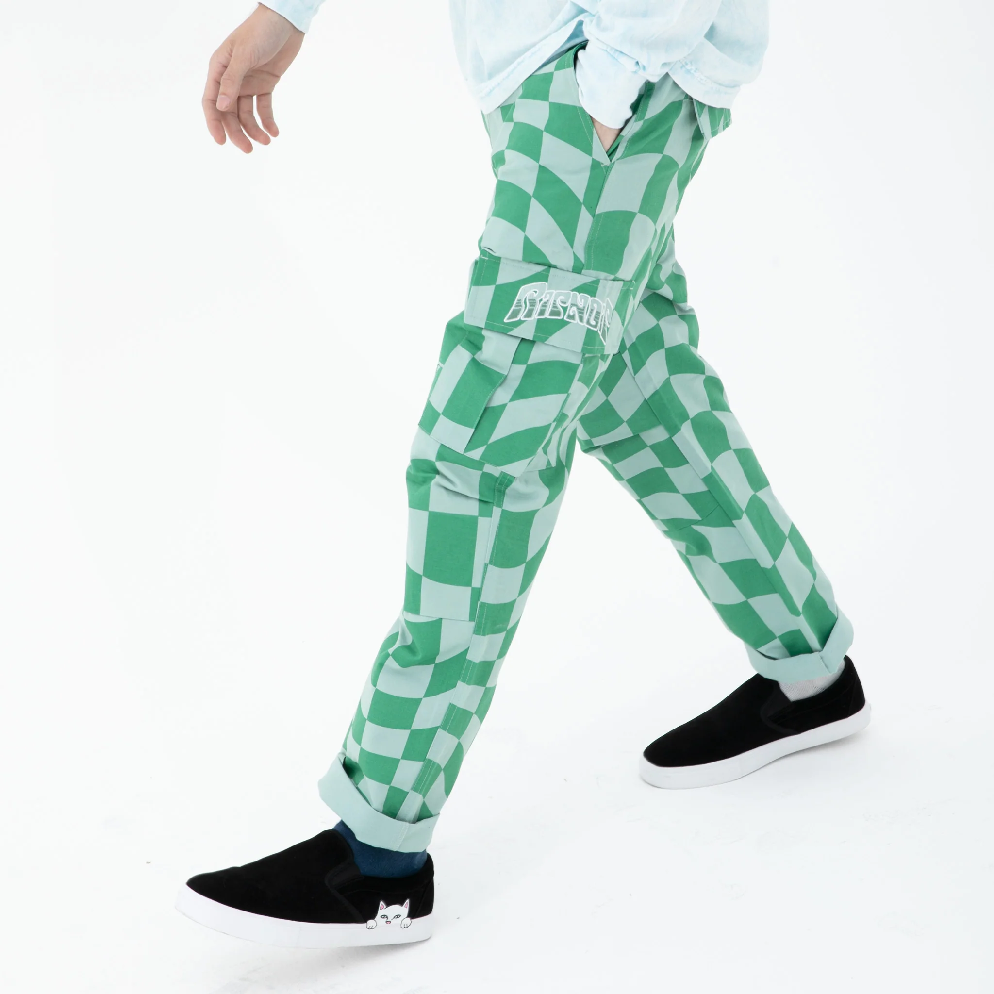 Checked Cargo Pants (Olive/Pine) - Image 2