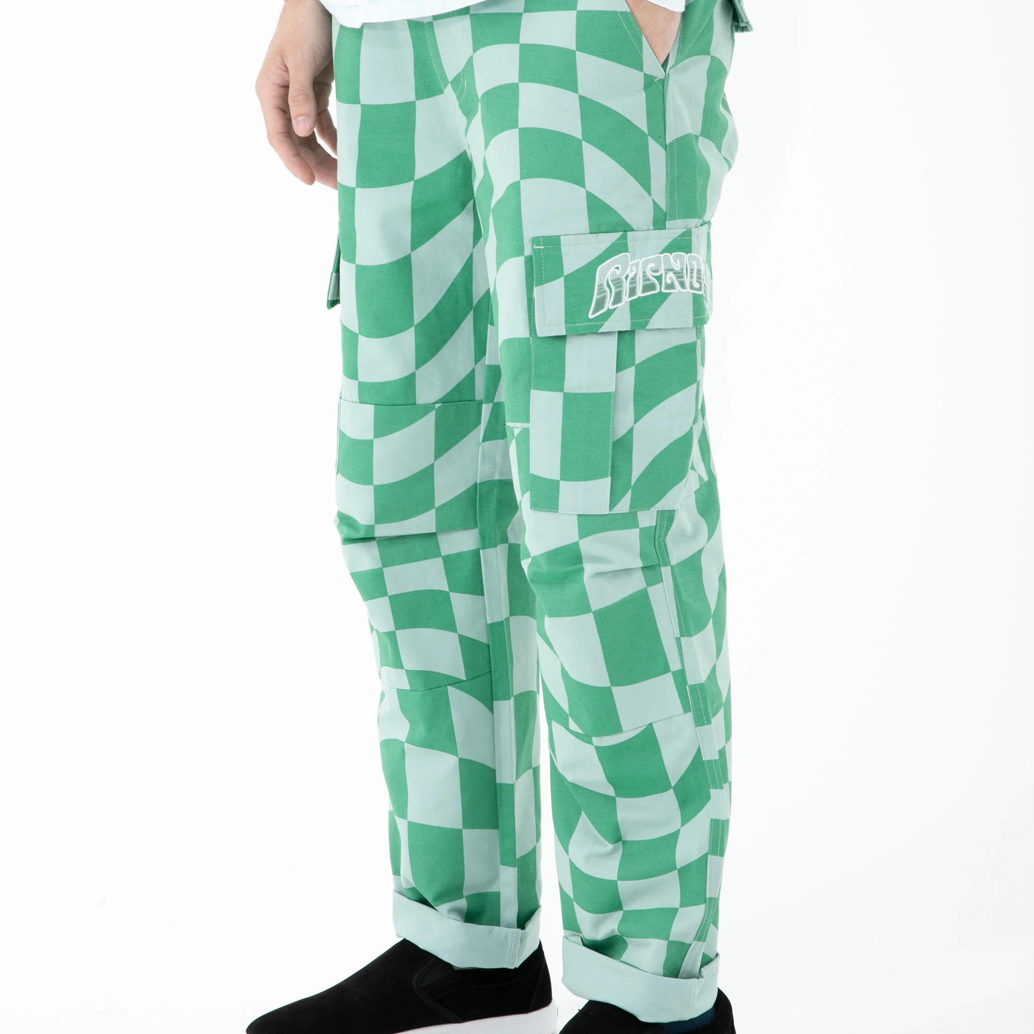 Checked Cargo Pants (Olive/Pine) - Image 3