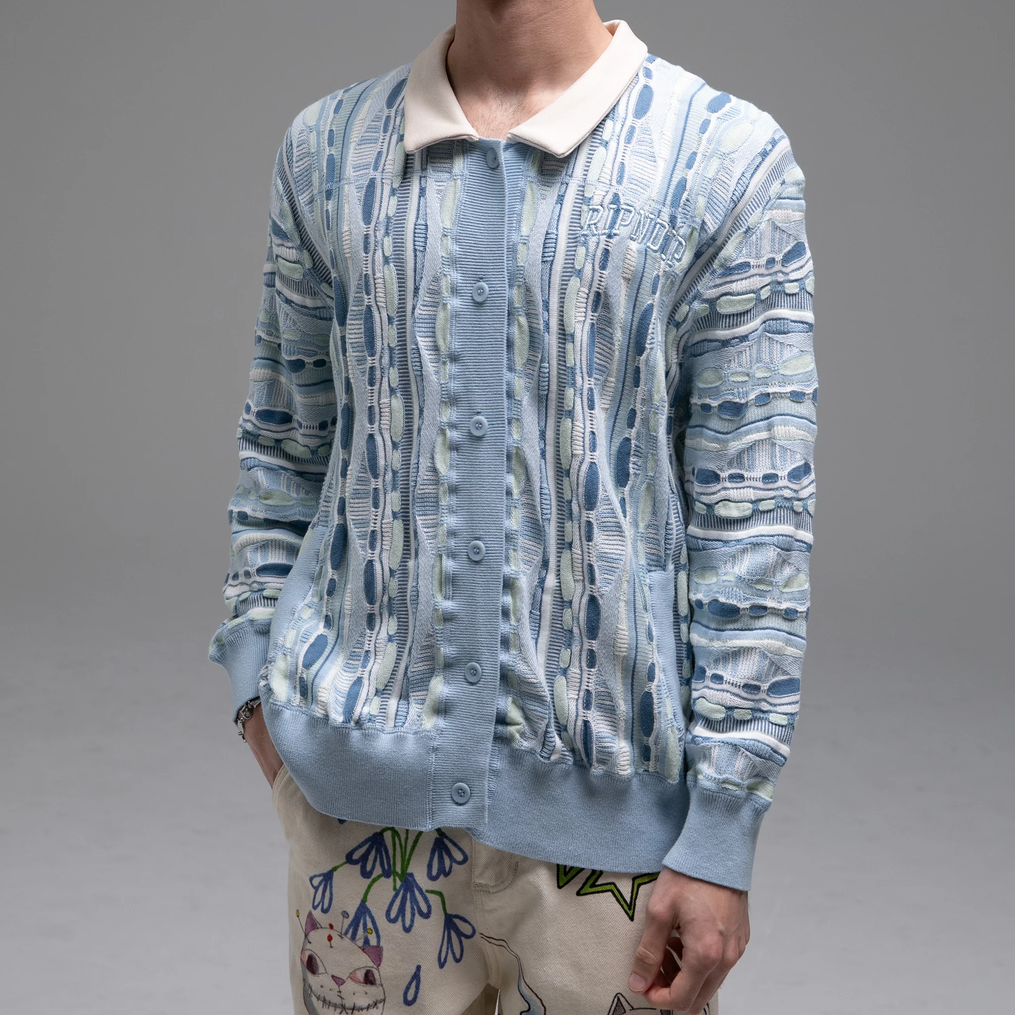 Corded Button Up Jacket (Light Blue) - Image 2