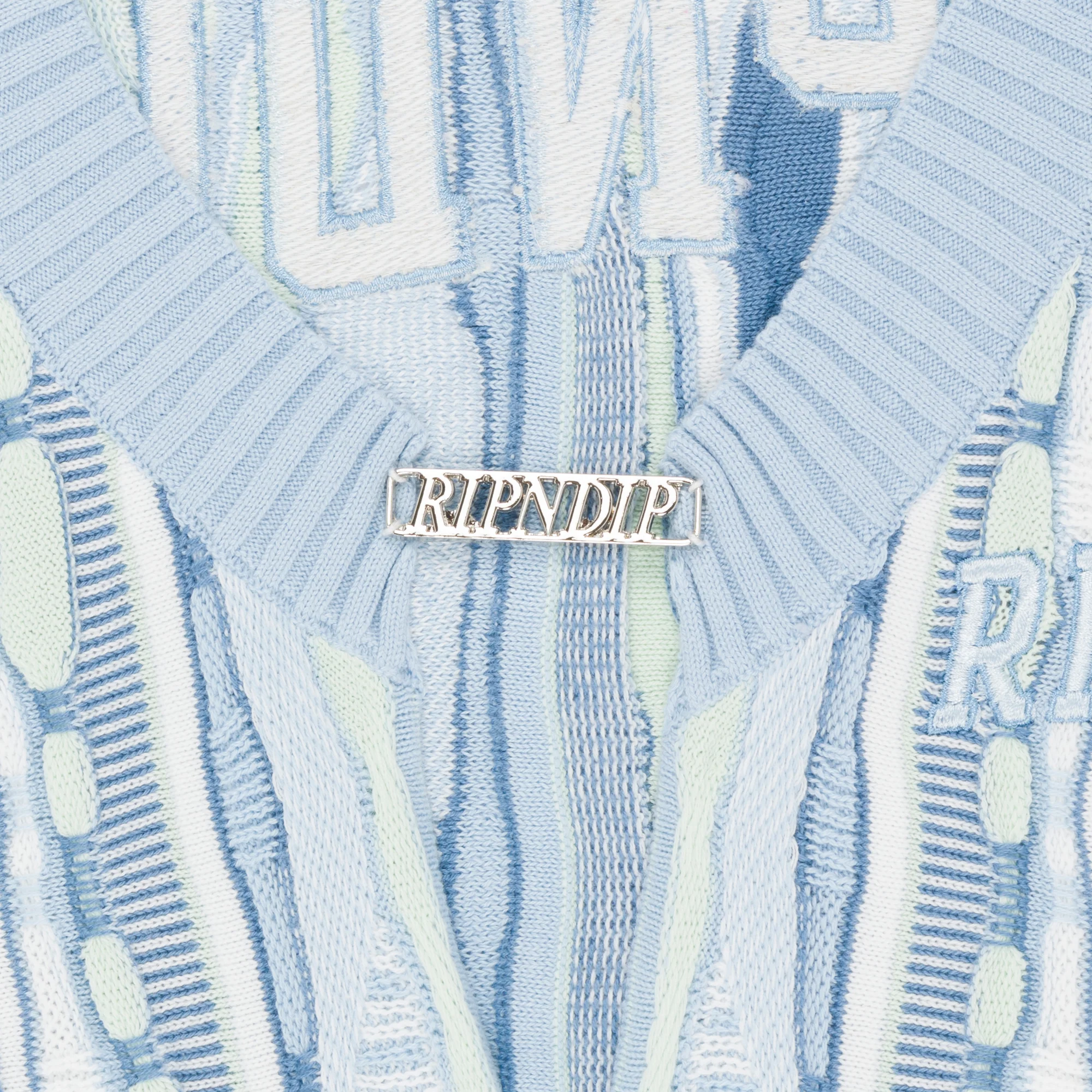 Corded Knit Cropped Long Sleeve (Light Blue) - Image 5