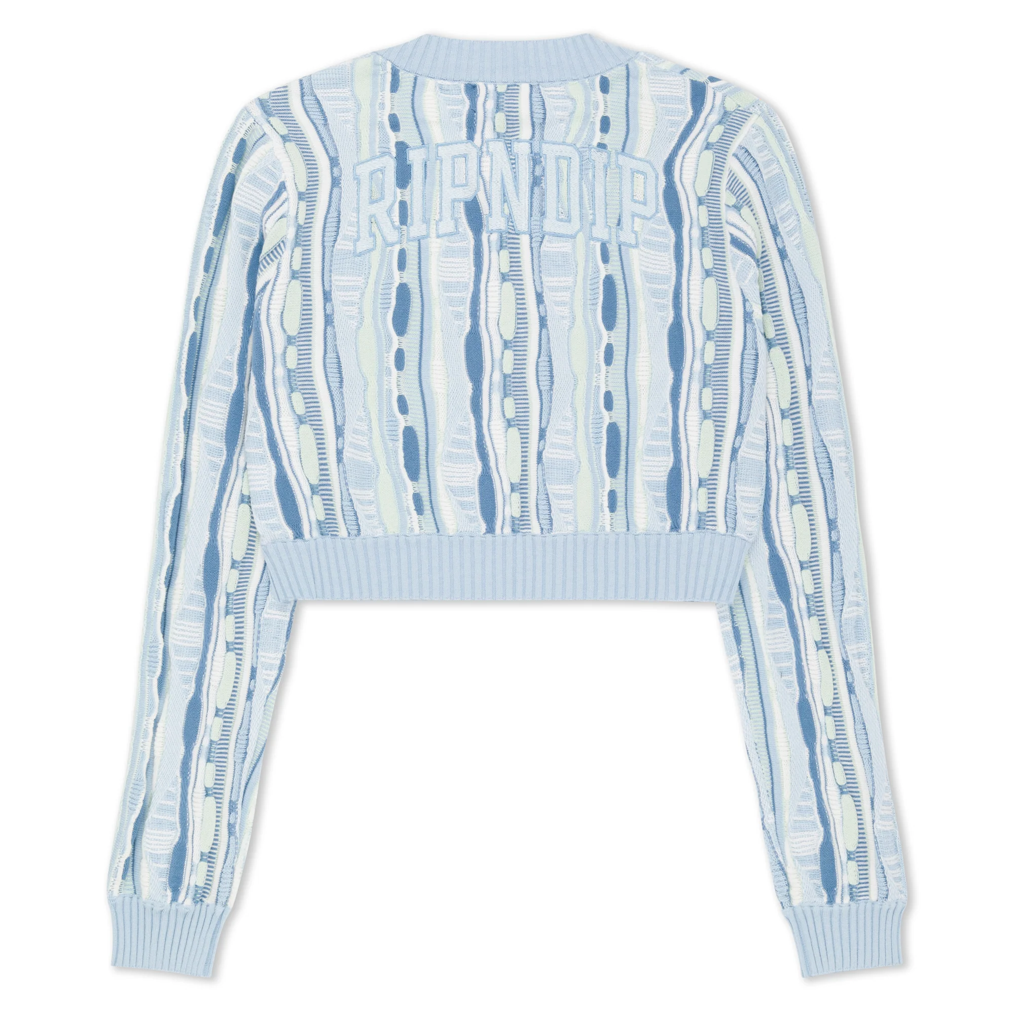 Corded Knit Cropped Long Sleeve (Light Blue) - Image 7