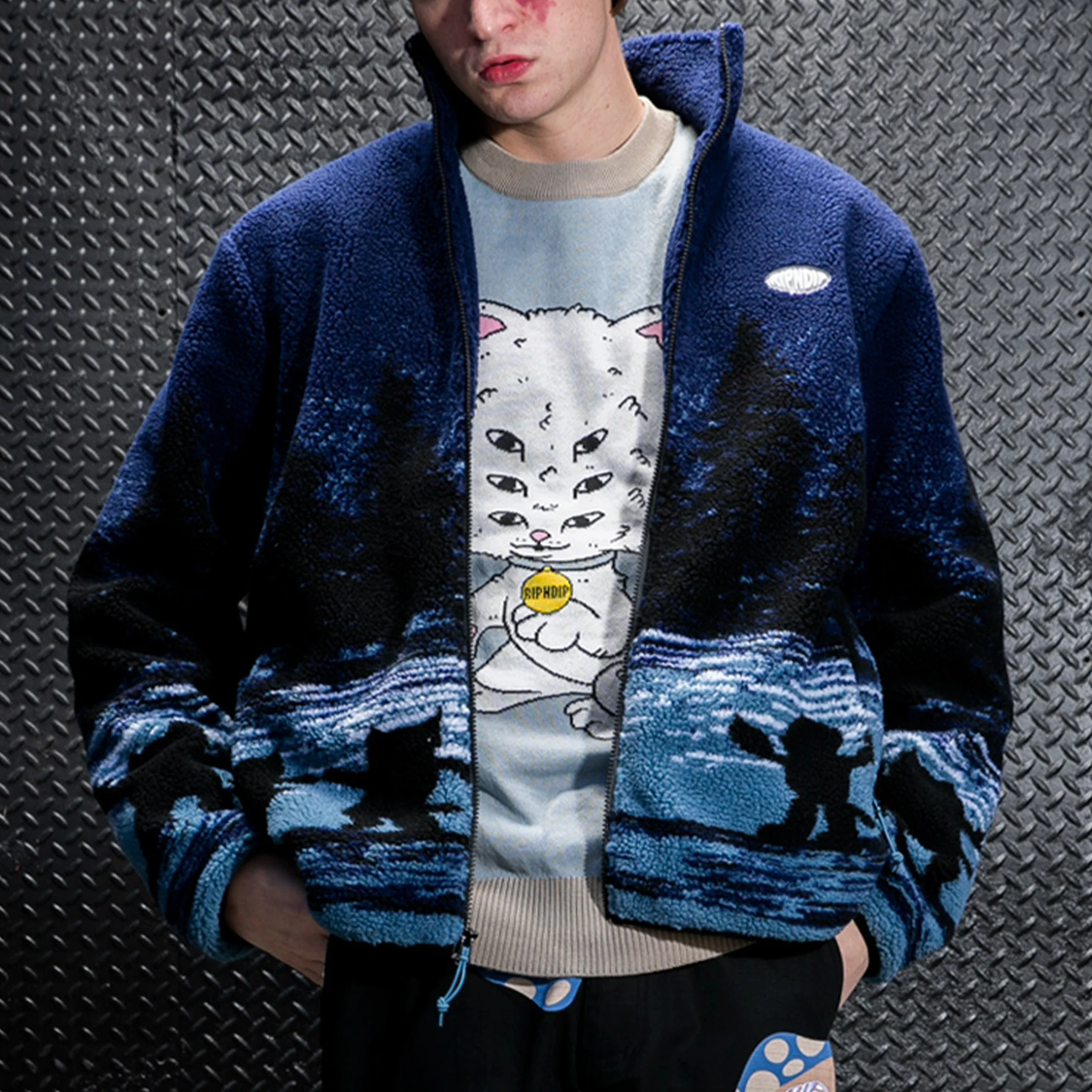 Cosmic Meadow Sherpa Jacket (Purple/Slate) - Image 3