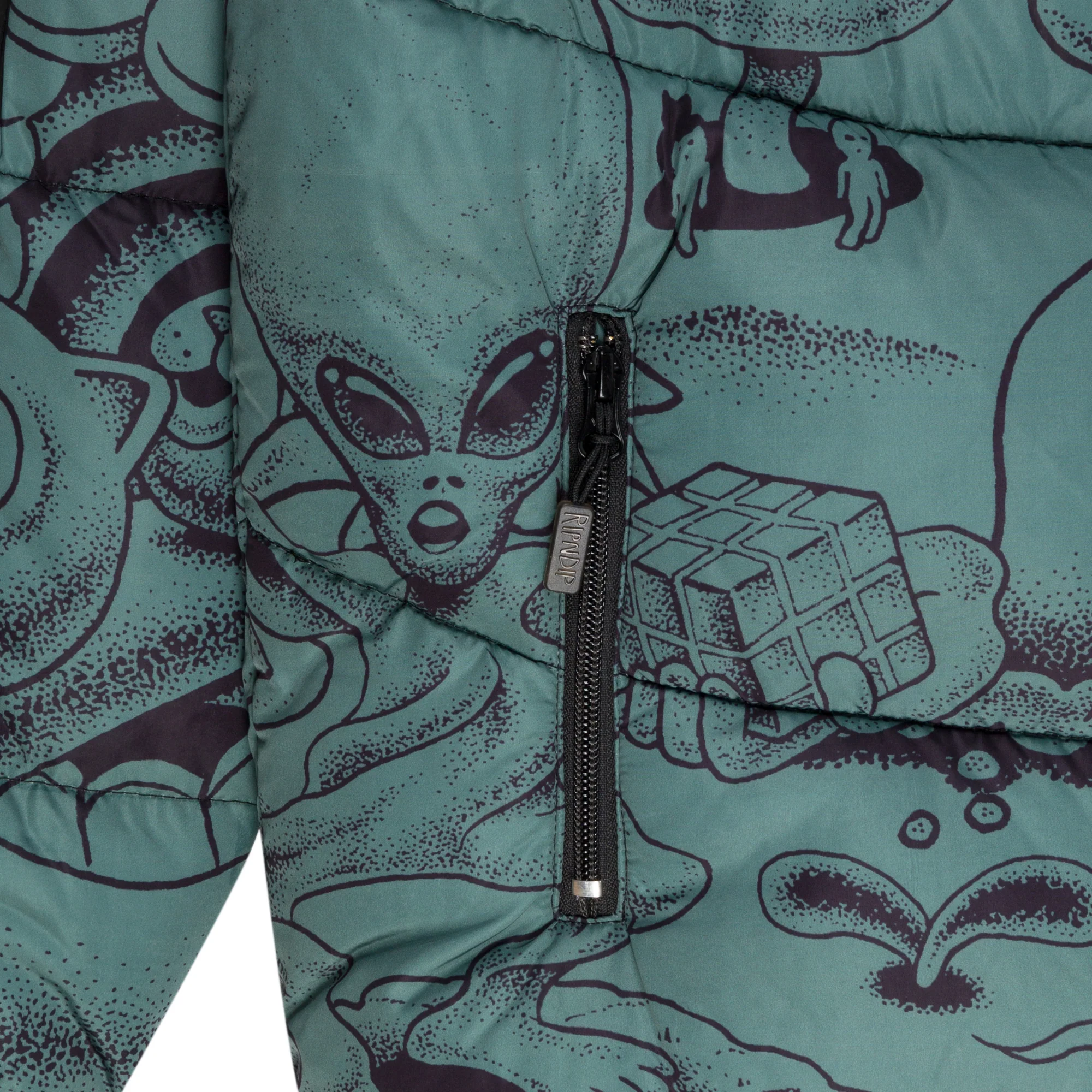 Dark Twisted Fantasy Puffer Jacket (Olive/Black) - Image 4