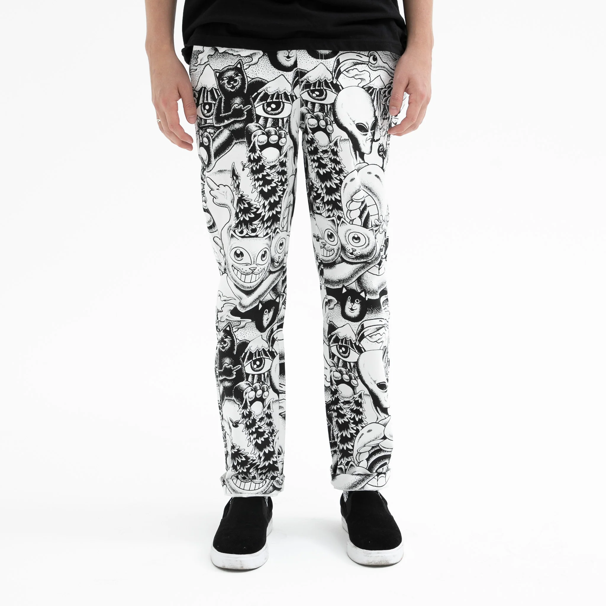 Dark Twisted Fantasy Twill Pants (Black/White) - Image 2