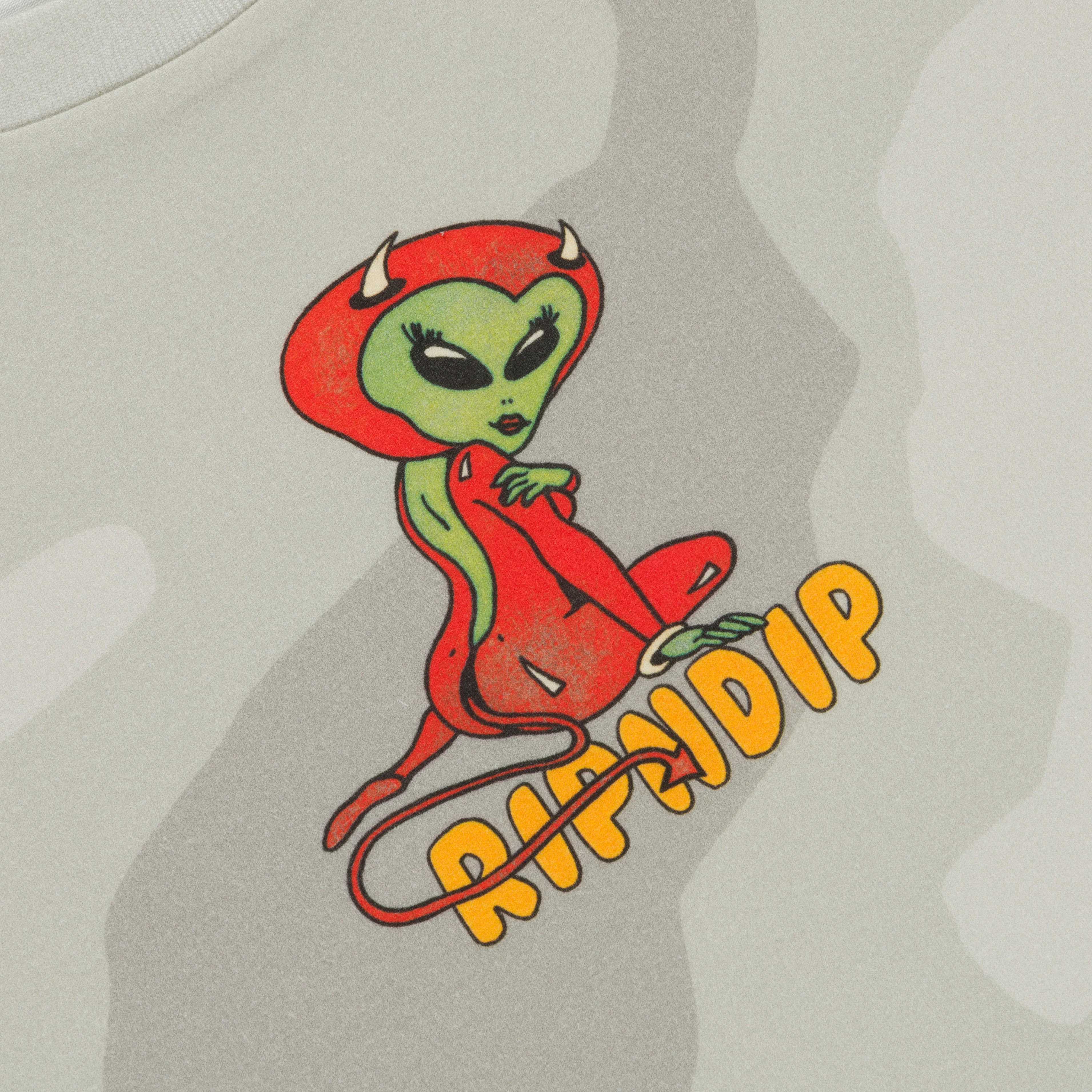Devil Alien Cropped Baby Tee (Bone Graffiti Camo) - Image 5