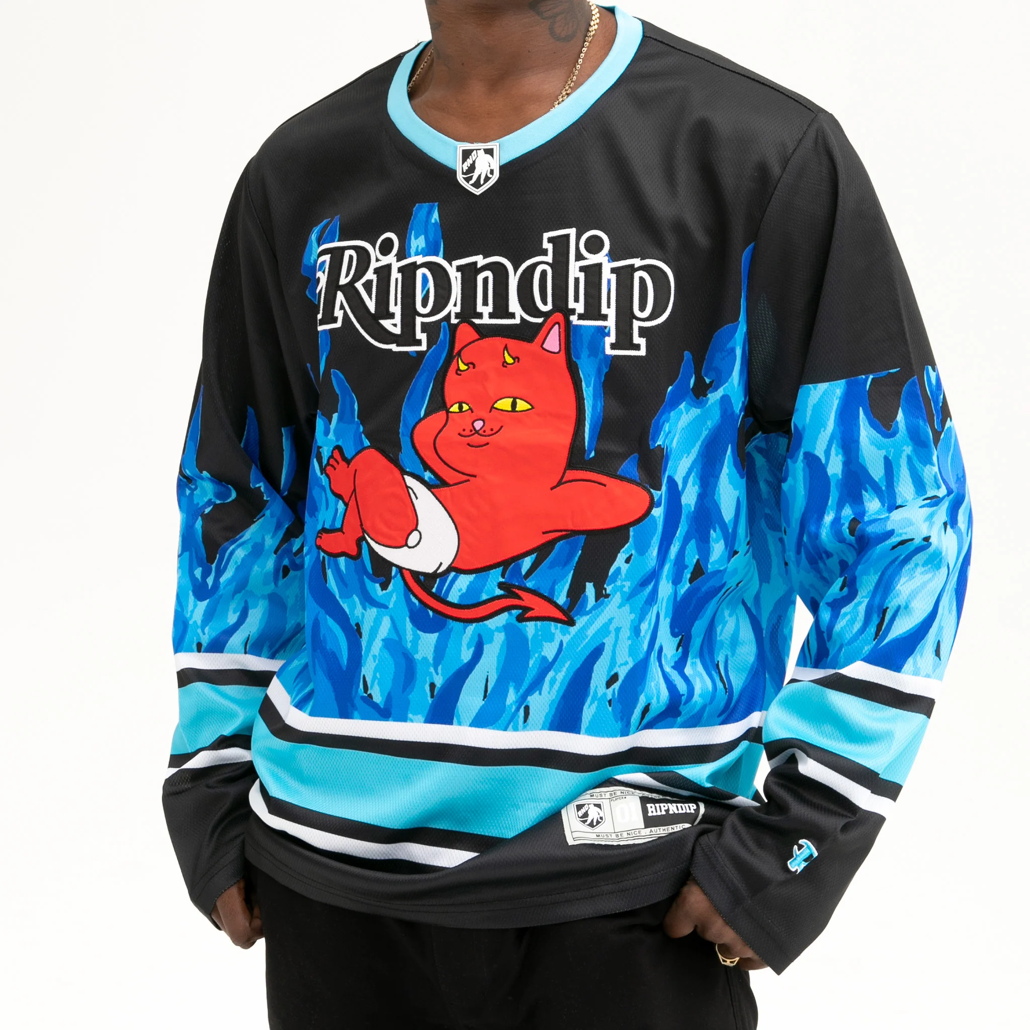 Devil Babies Hockey Jersey (Black / Blue) - Image 2