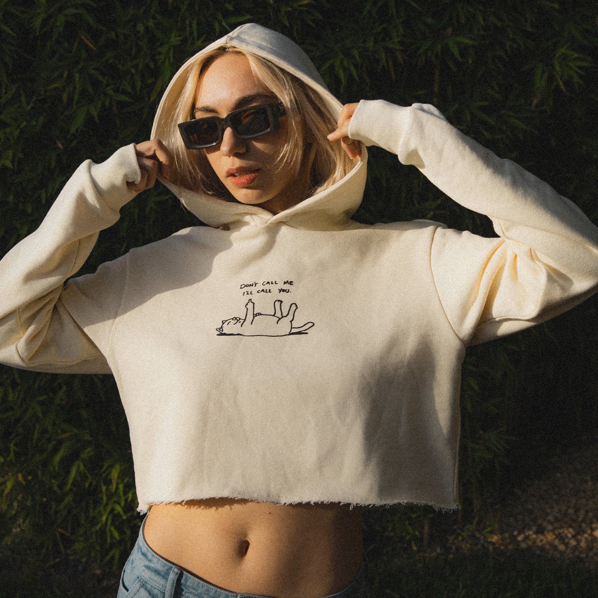 Don't Call Me Cropped Hoodie (Natural) - Image 2