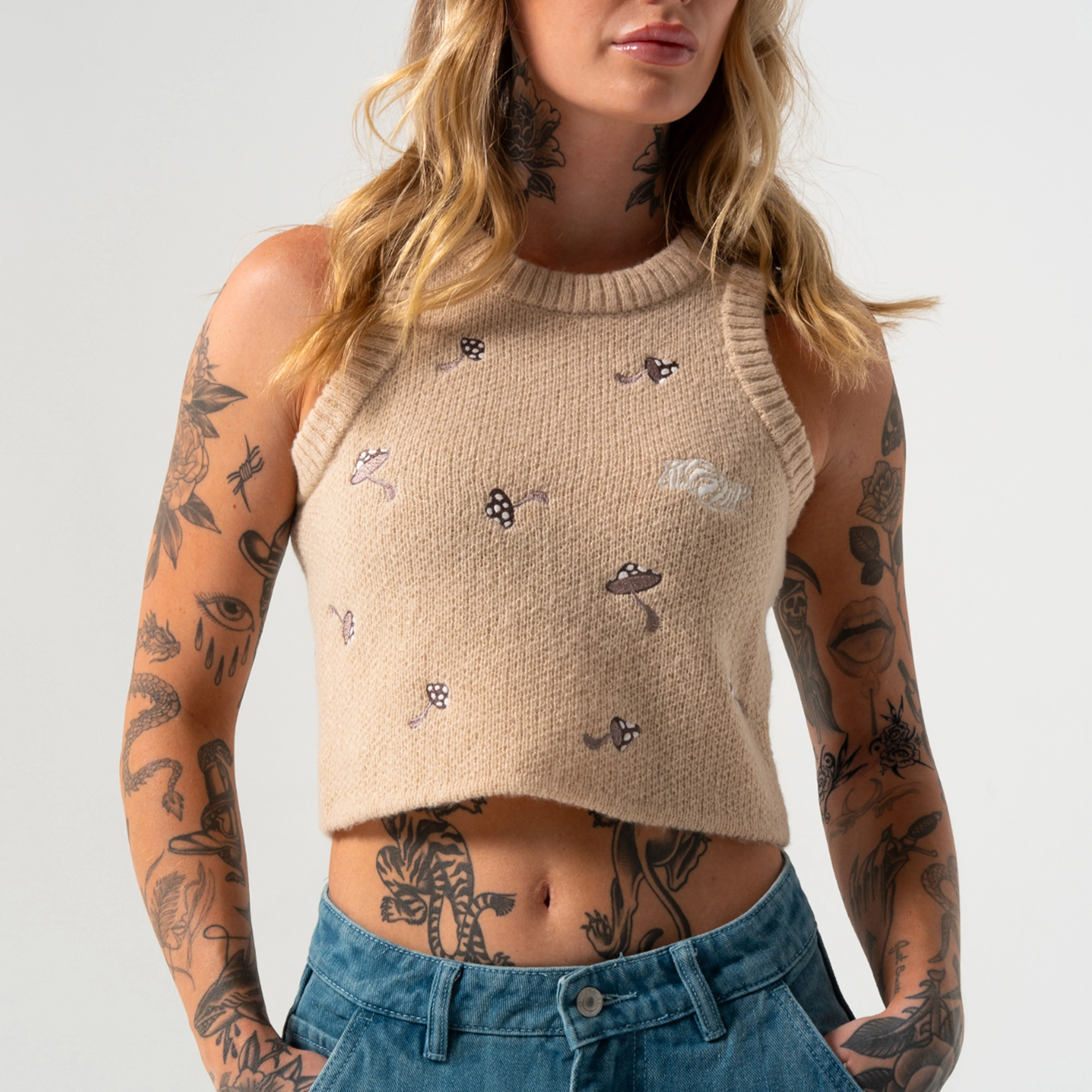 Euphoria Knit Crop Top (Off White) - Image 2