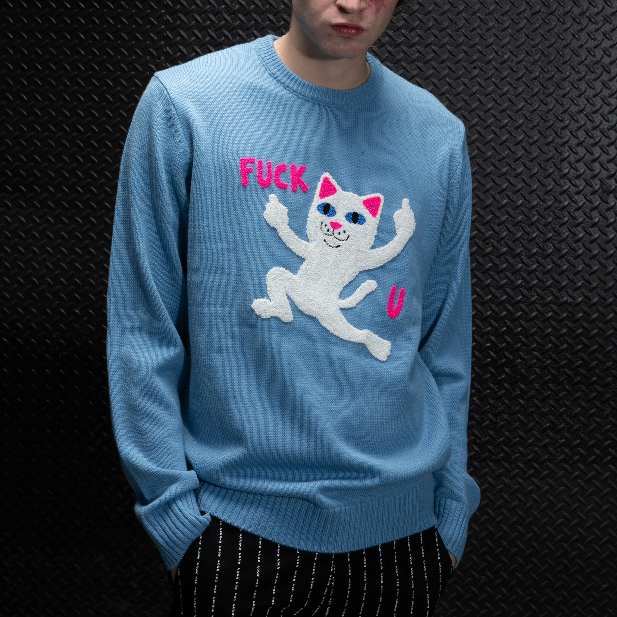 F U Knit Sweater (Periwinkle) - Image 2