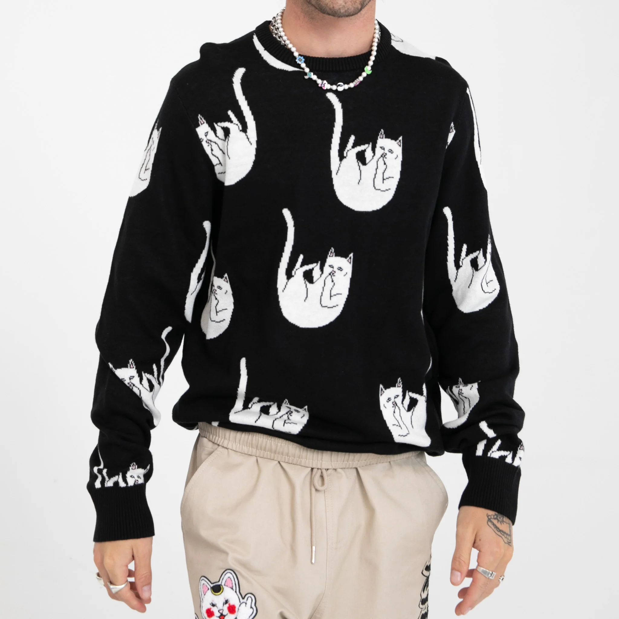 Falling Nerm Knit Sweater (Black) - Image 2