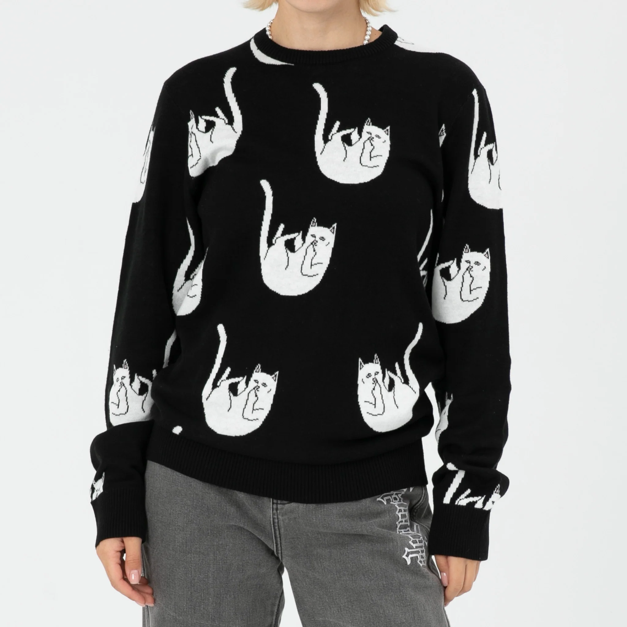 Falling Nerm Knit Sweater (Black) - Image 3