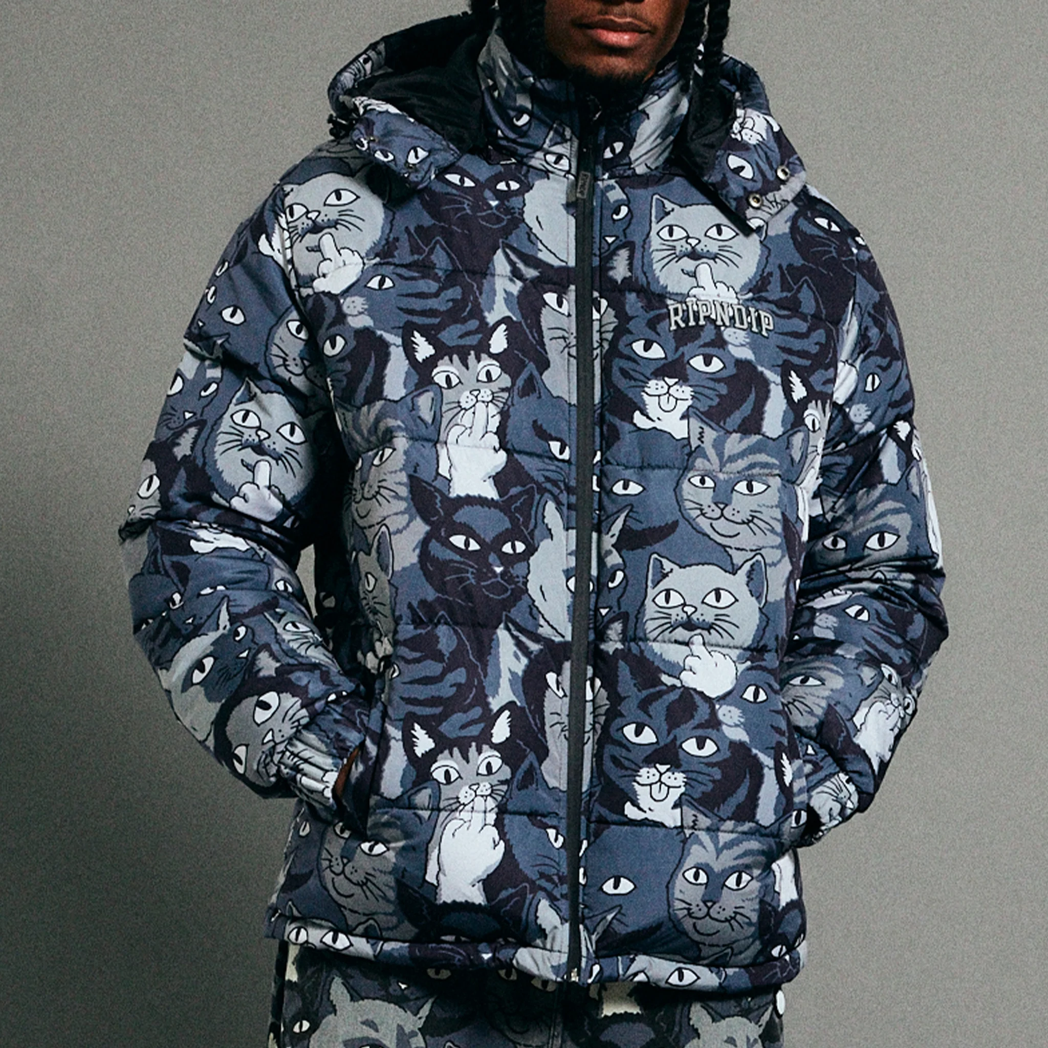 Family Tree Puffer Jacket (Black) - Image 3