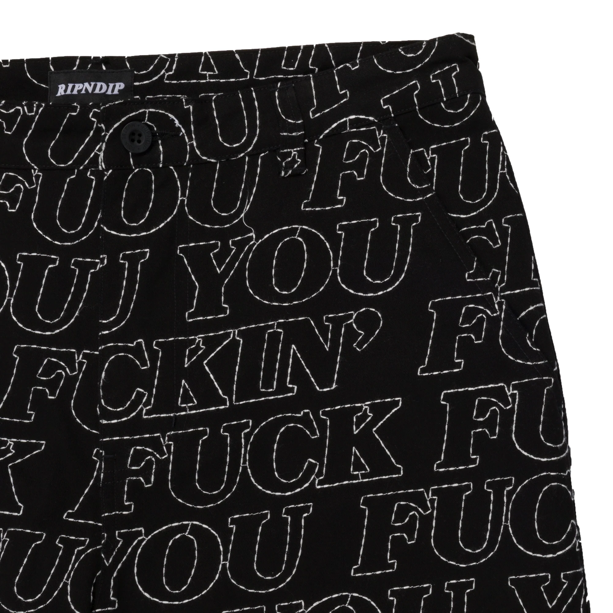 Fuckin Fuck Quilted Wide Leg Pants (Black) - Image 3