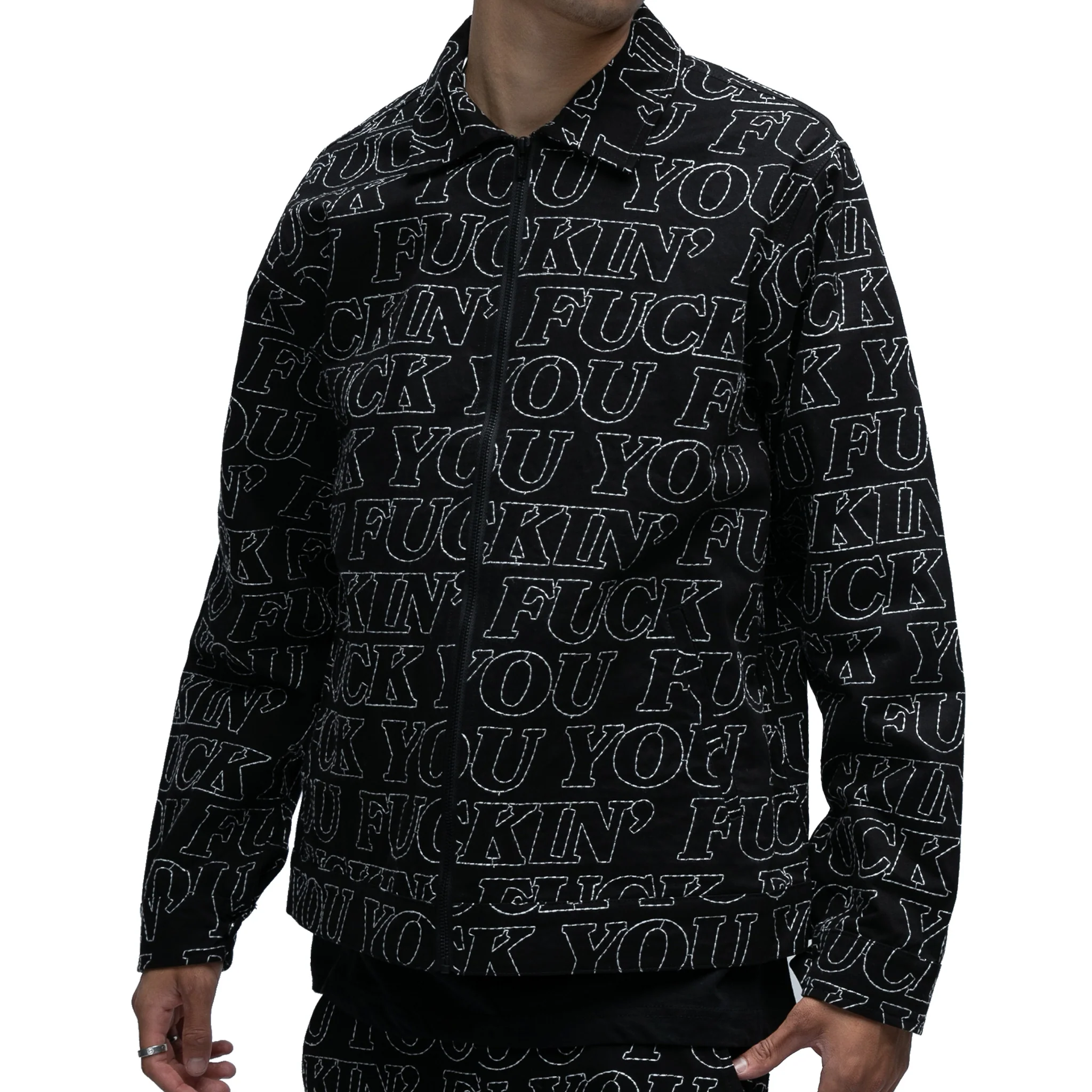 Fuckin Fuck Quilted Work Jacket (Black) - Image 2
