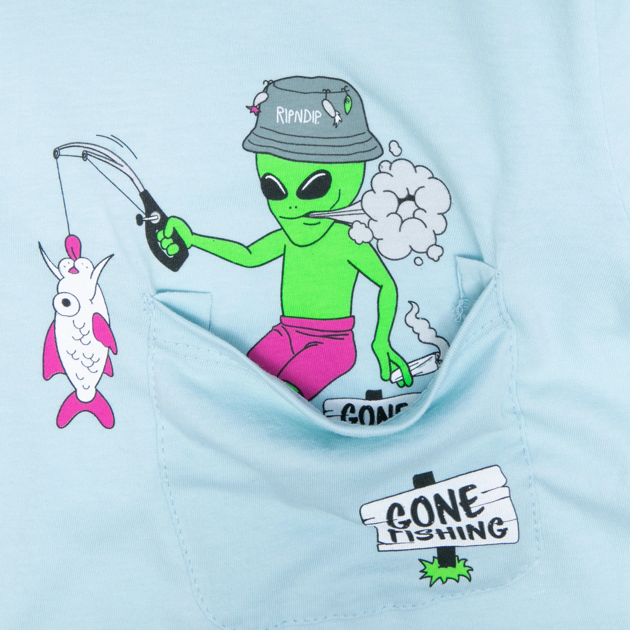 Gone Fishing Pocket Tee (Baby Blue) - Image 2