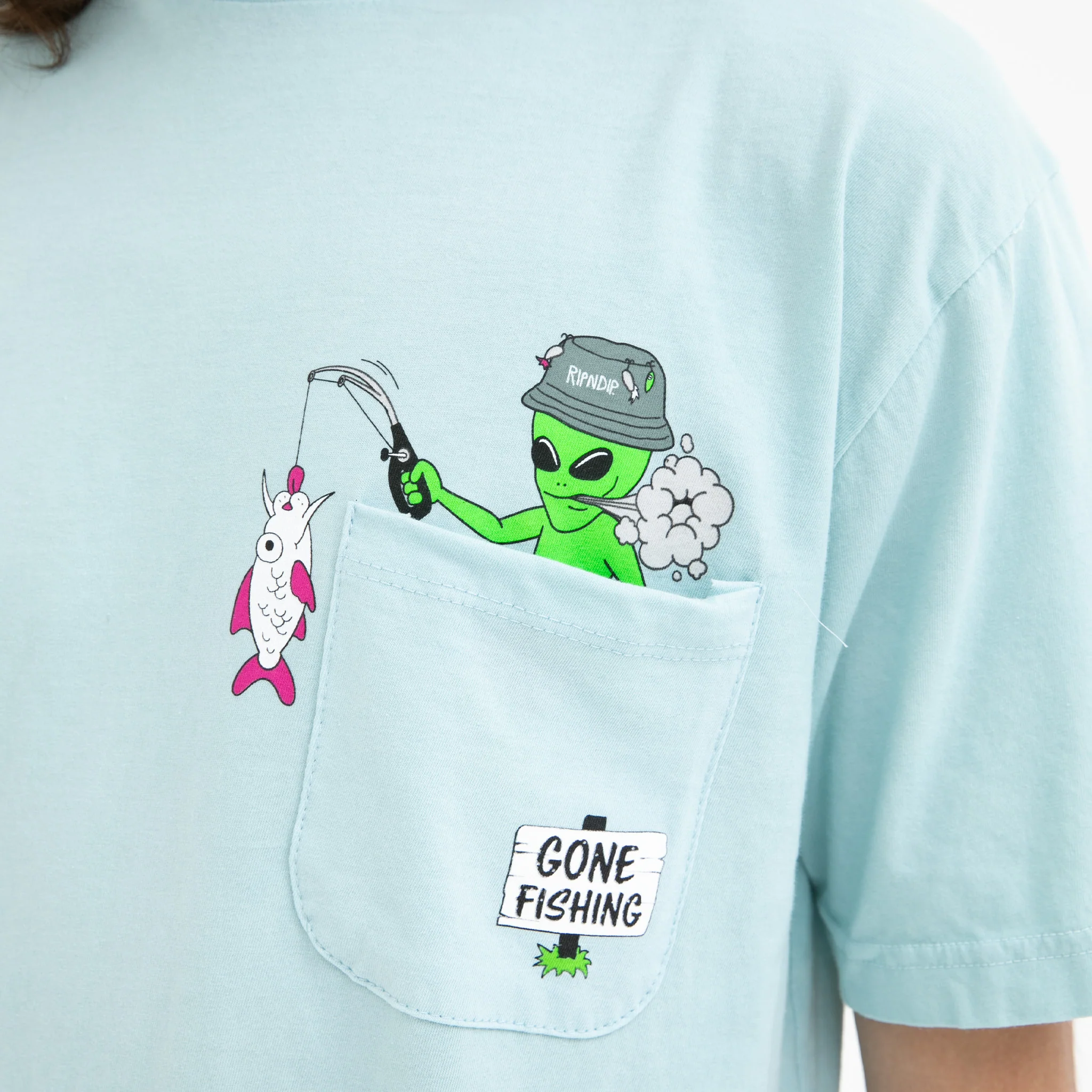 Gone Fishing Pocket Tee (Baby Blue) - Image 3