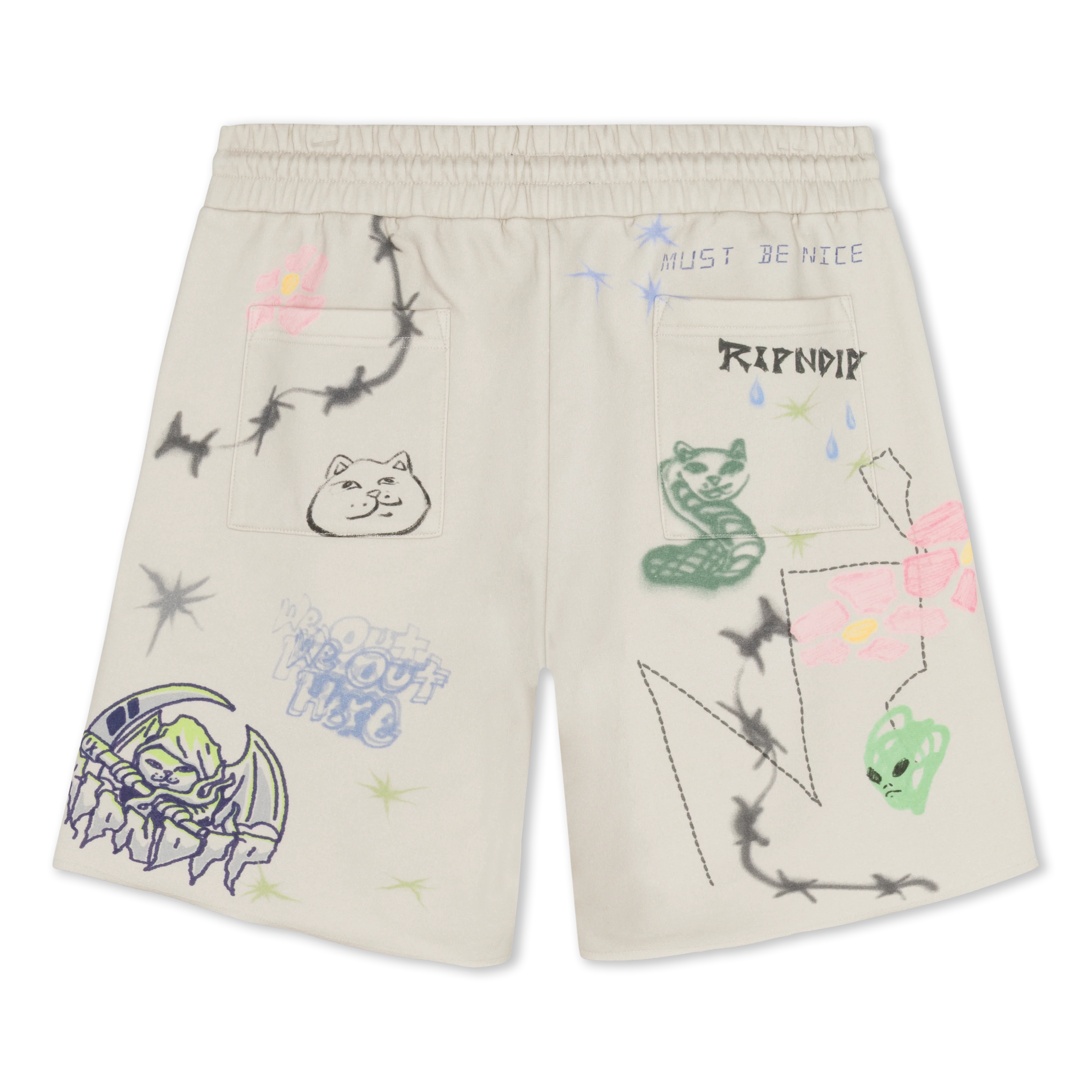 Goosebumps Raw Edge Sweat Shorts (Bone) - Image 4