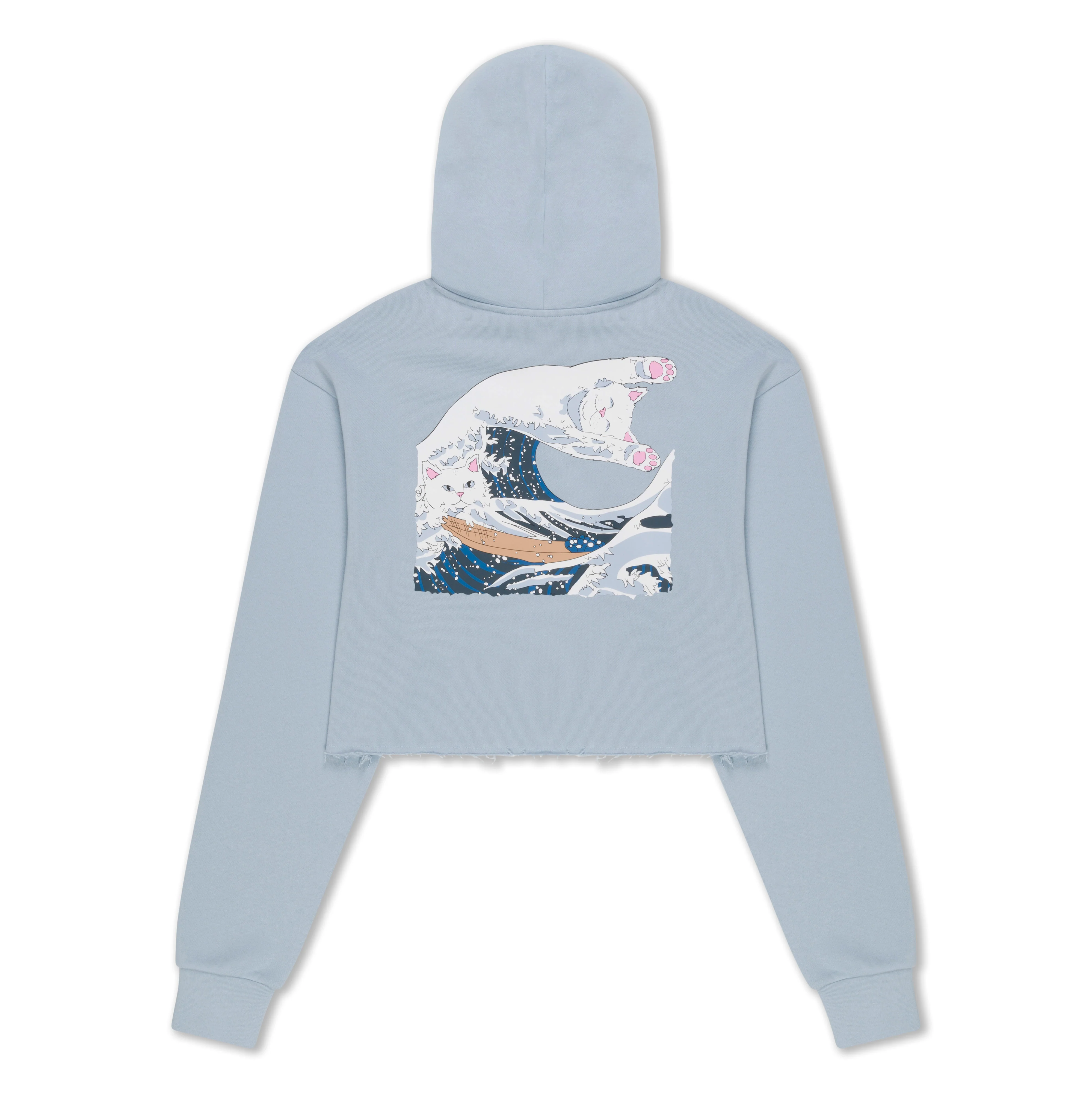 Great Wave Cropped Hoodie (Powder Blue)