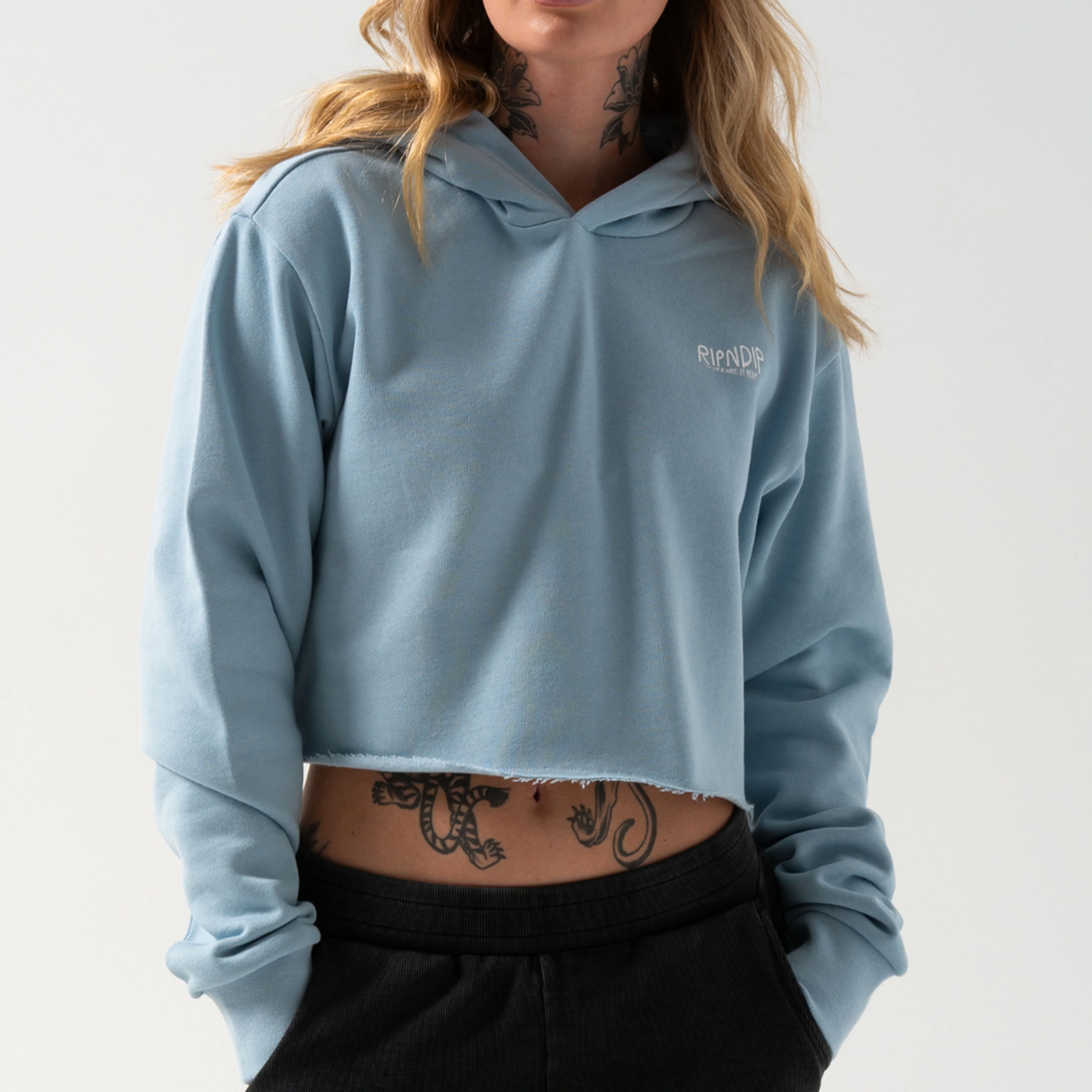Great Wave Cropped Hoodie (Powder Blue) - Image 3