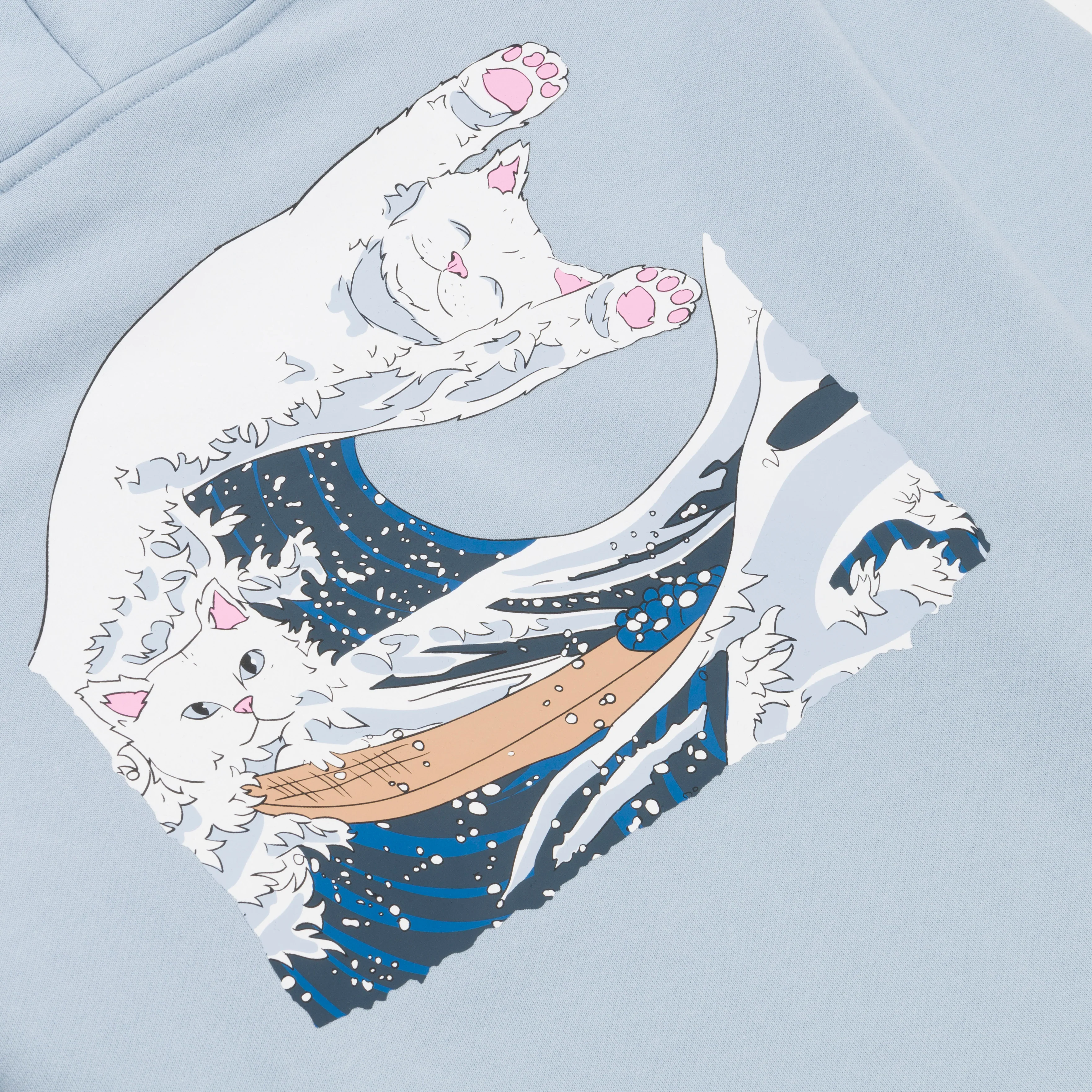 Great Wave Cropped Hoodie (Powder Blue) - Image 5