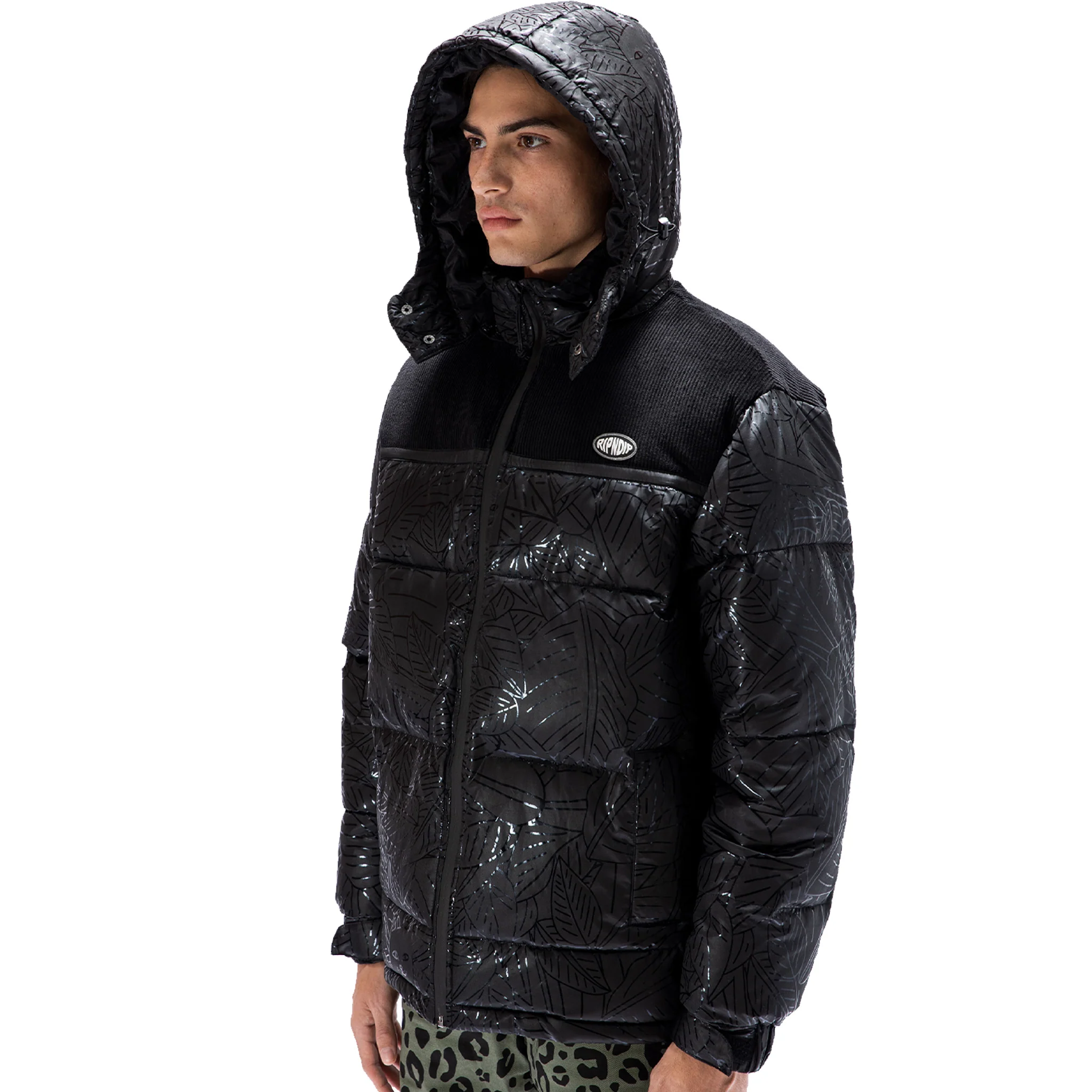 Griffith Hooded Puffer Jacket (Black) - Image 2