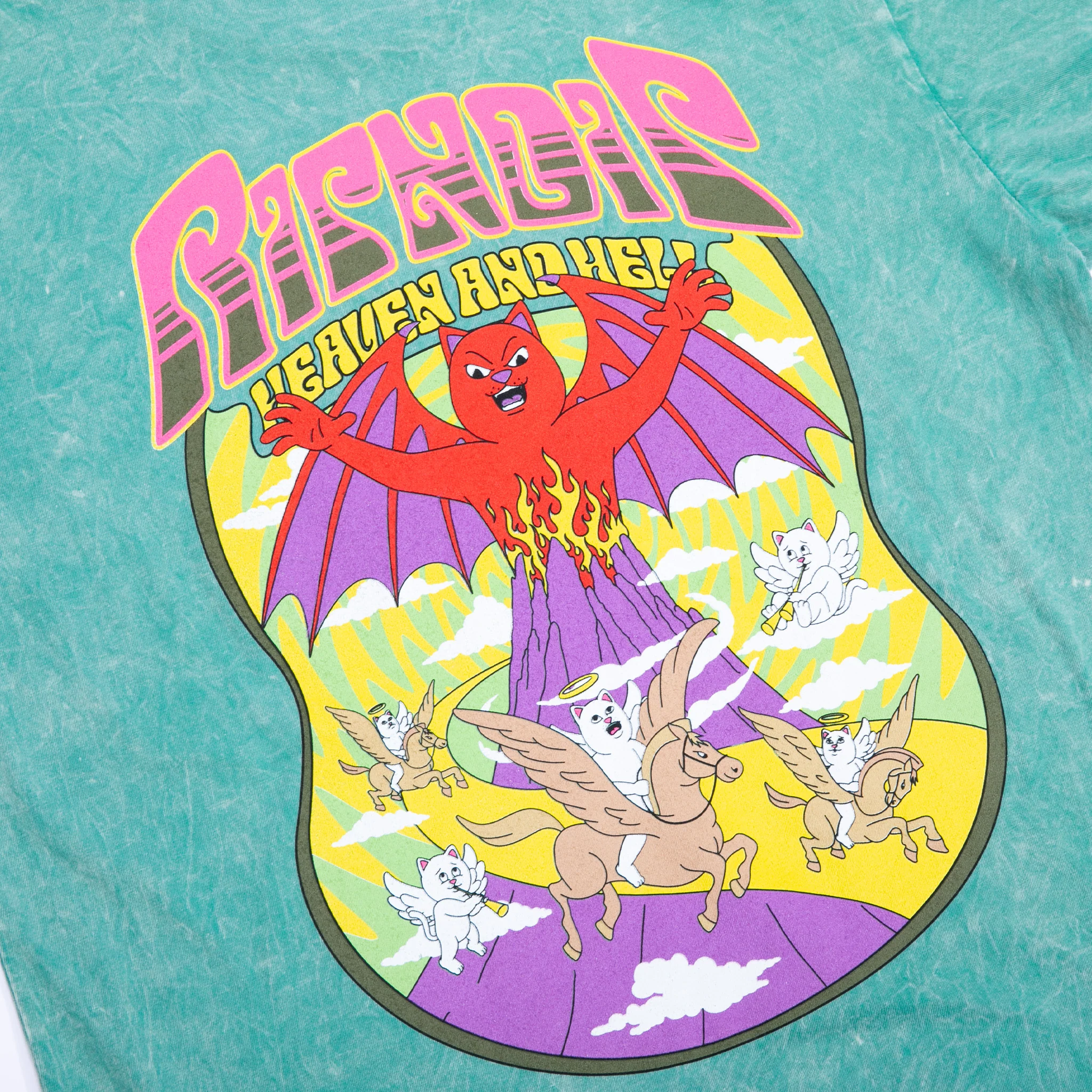 Heaven And Heck Battle Tee (Teal Mineral Wash) - Image 4