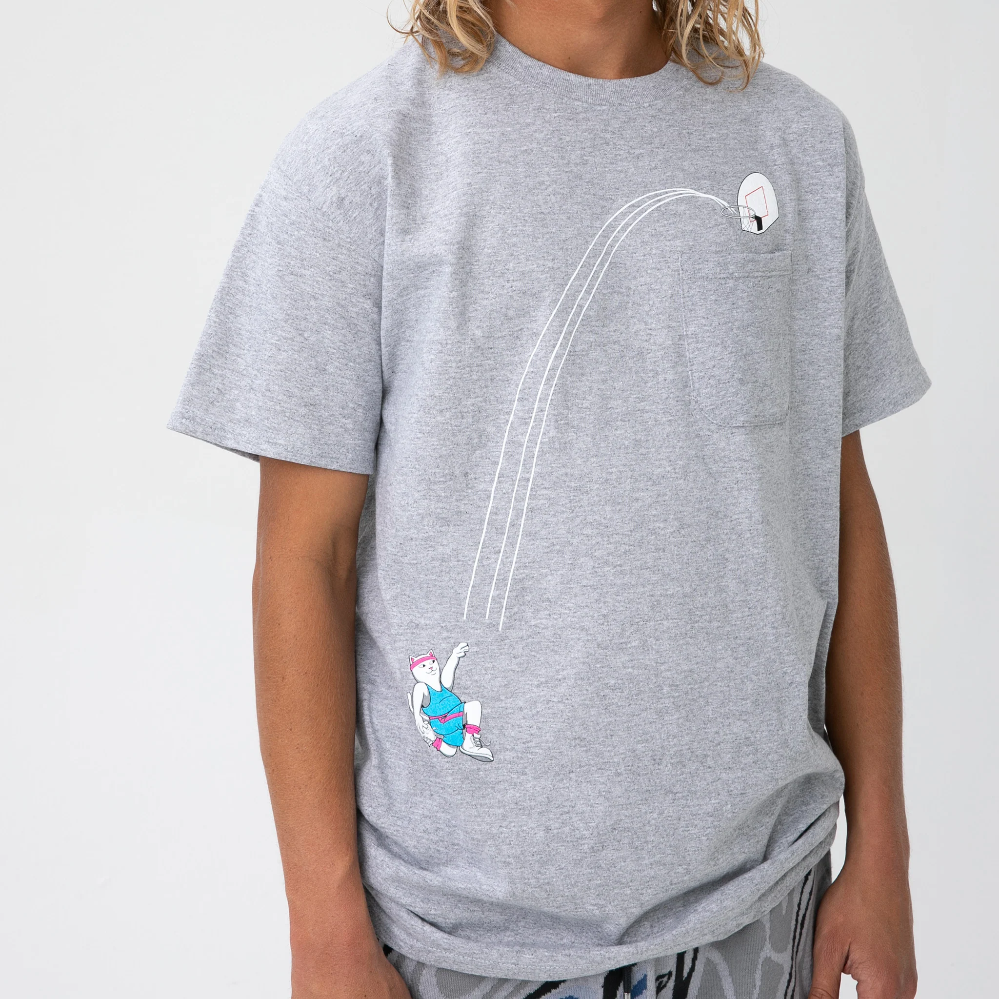 Hoops Pocket Tee (Heather Grey ) - Image 2