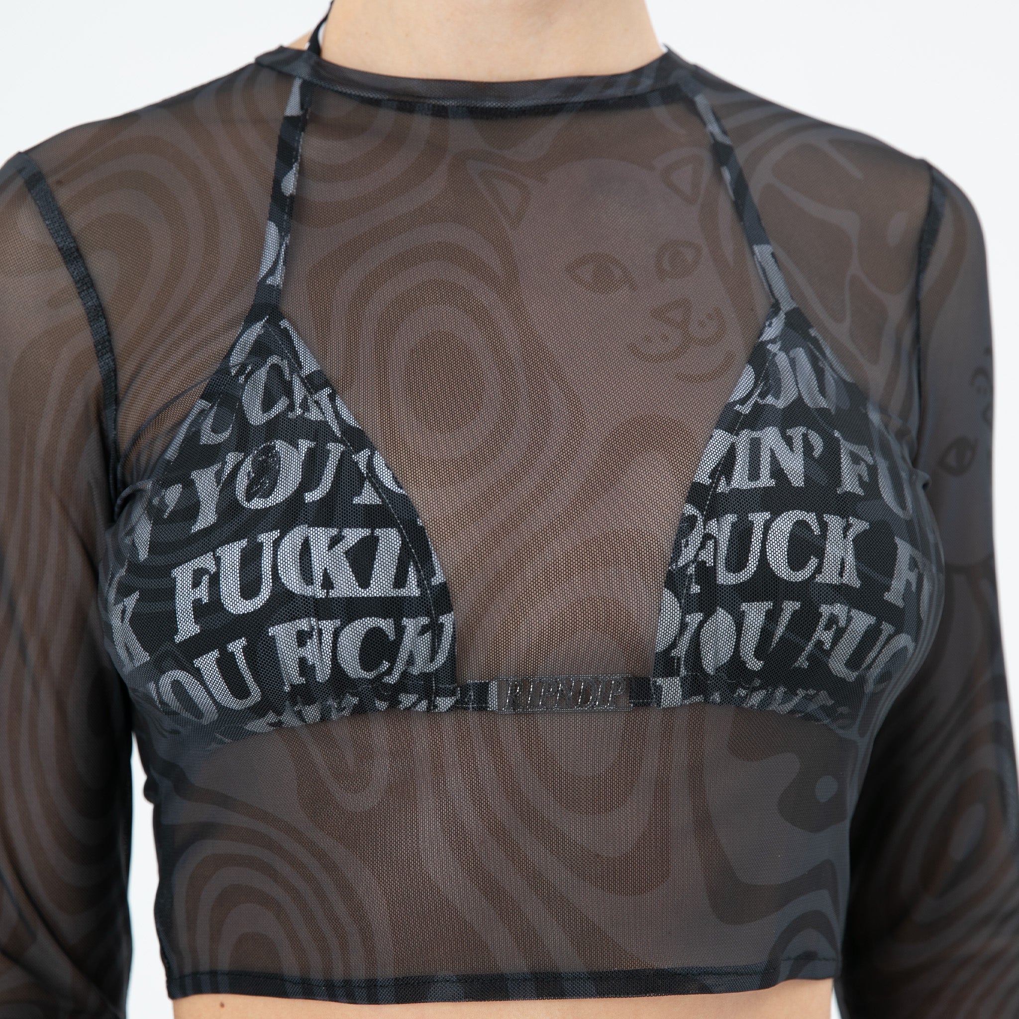 Hypnotic Crop Mesh Long Sleeve (Black) - Image 4