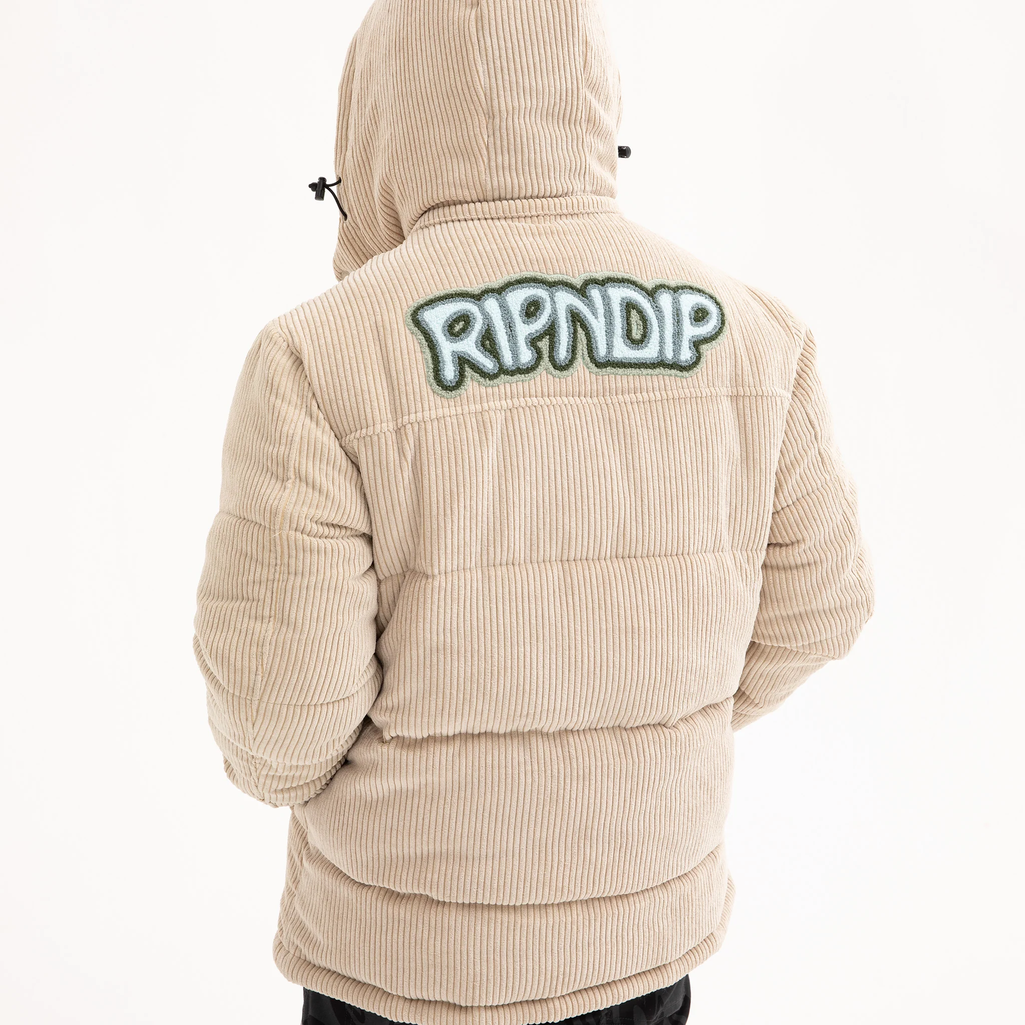 Intertwined Corduroy Puffer Jacket (Khaki) - Image 2