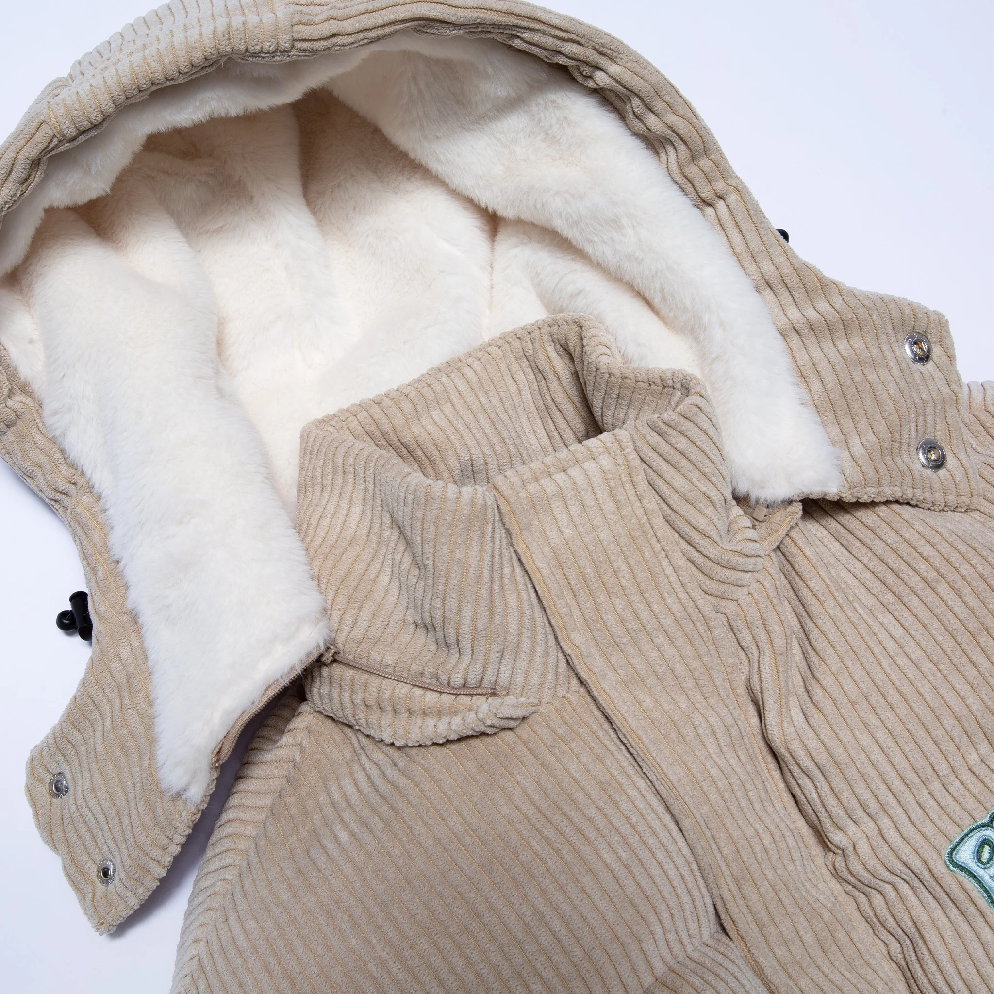 Intertwined Corduroy Puffer Jacket (Khaki) - Image 9